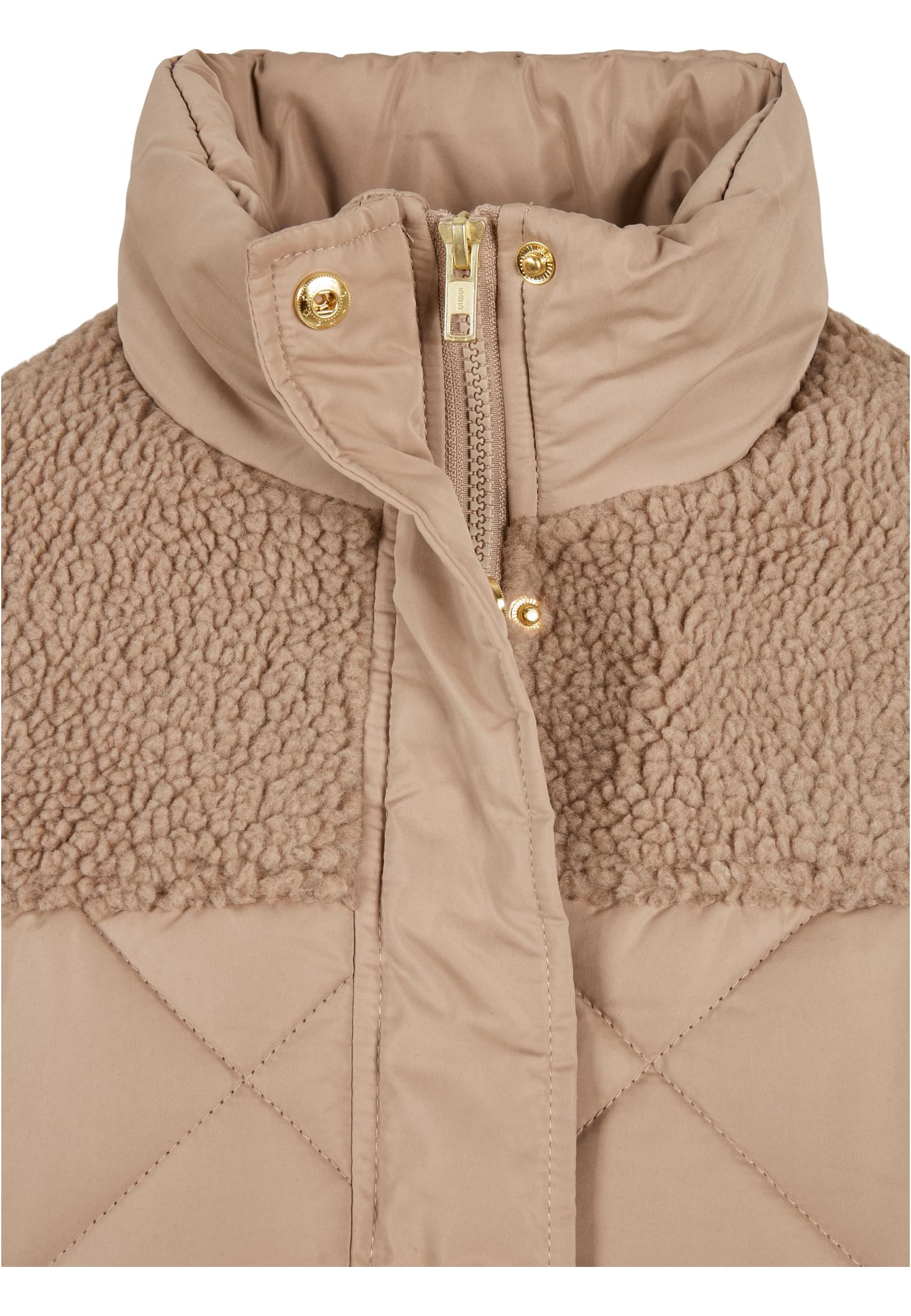 Ladies Oversized Diamond Quilt Puffer Jacket | softtaupe