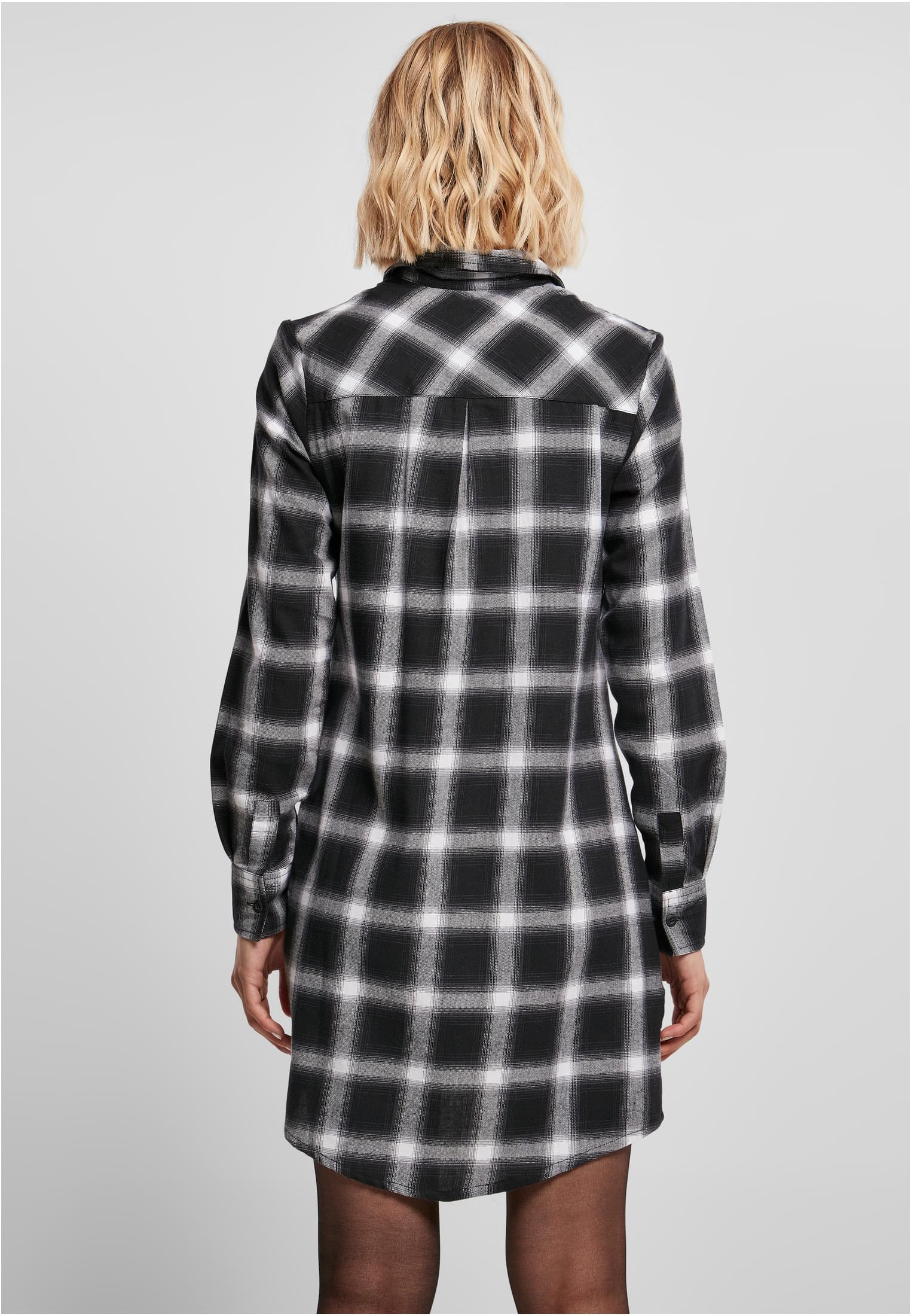 Ladies Cotton Check Shirt Dress | black/white