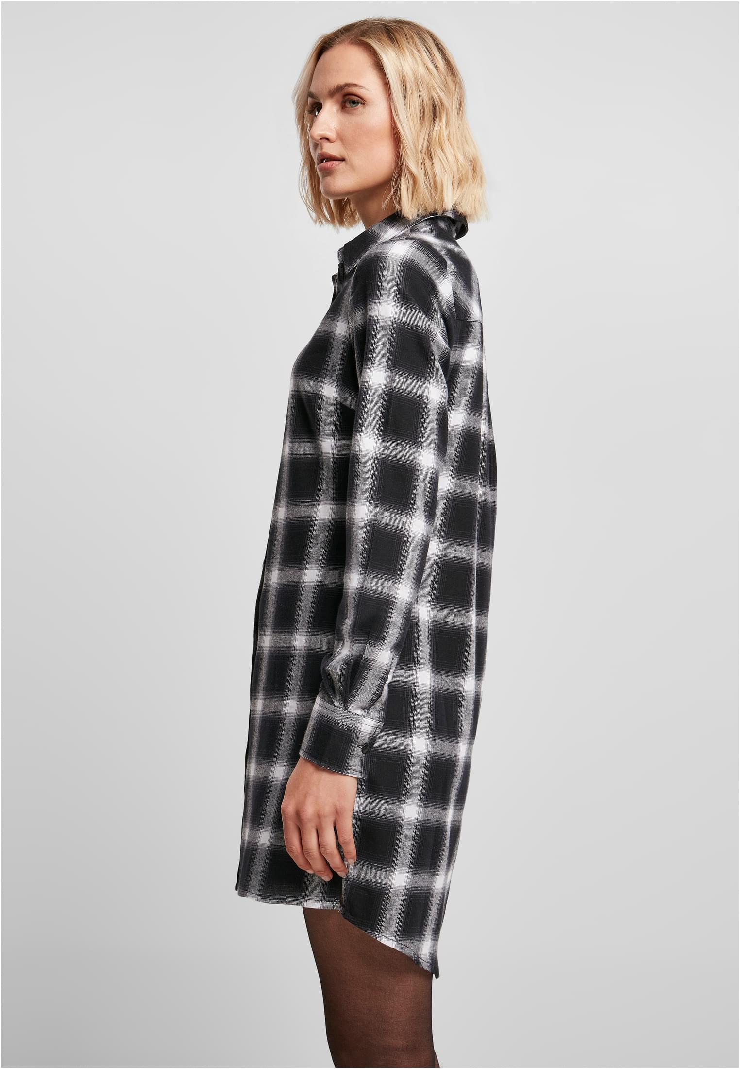 Ladies Cotton Check Shirt Dress | black/white