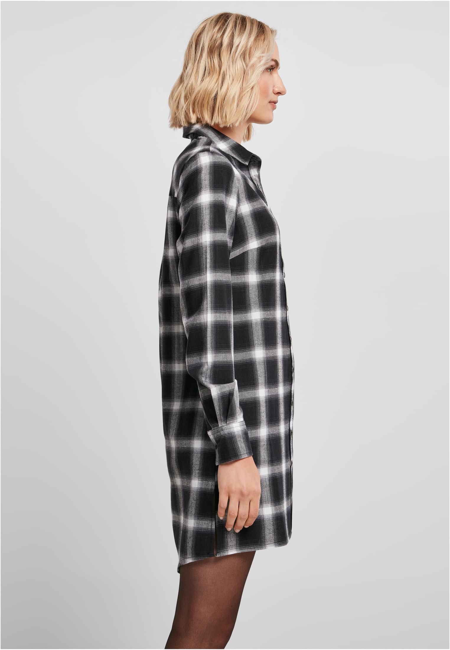 Ladies Cotton Check Shirt Dress | black/white