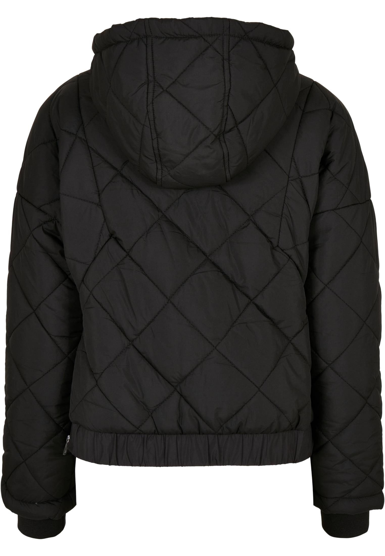 Ladies Oversized Diamond Quilted Pull Over Jacket | black