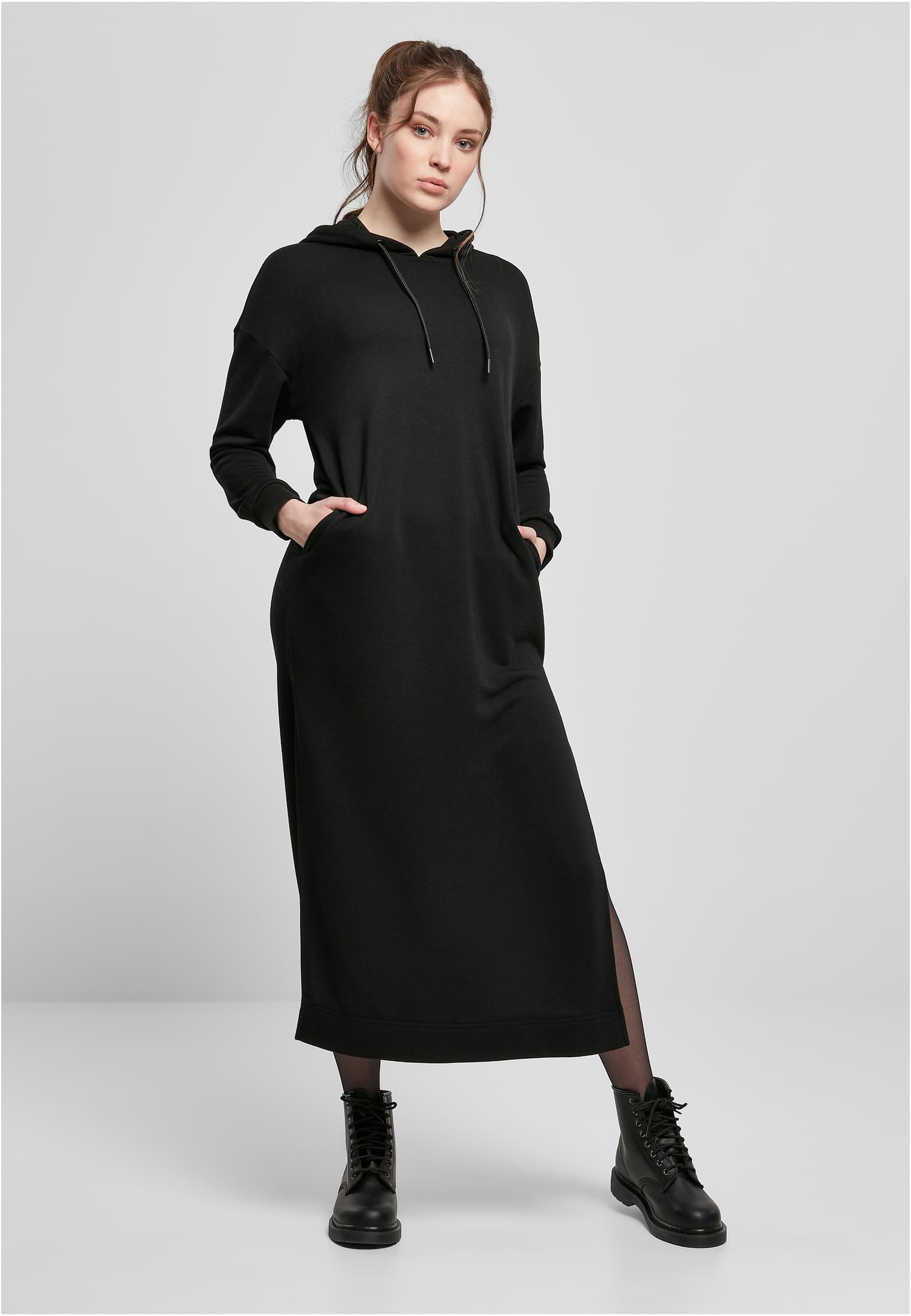 Ladies Modal Terry Long Hoody Dress | black