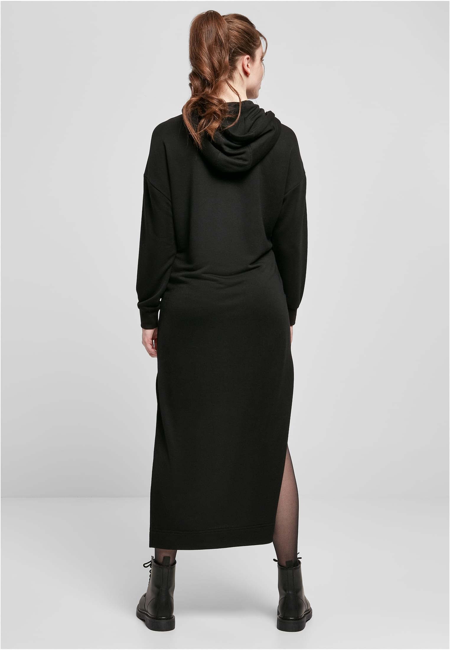 Ladies Modal Terry Long Hoody Dress | black