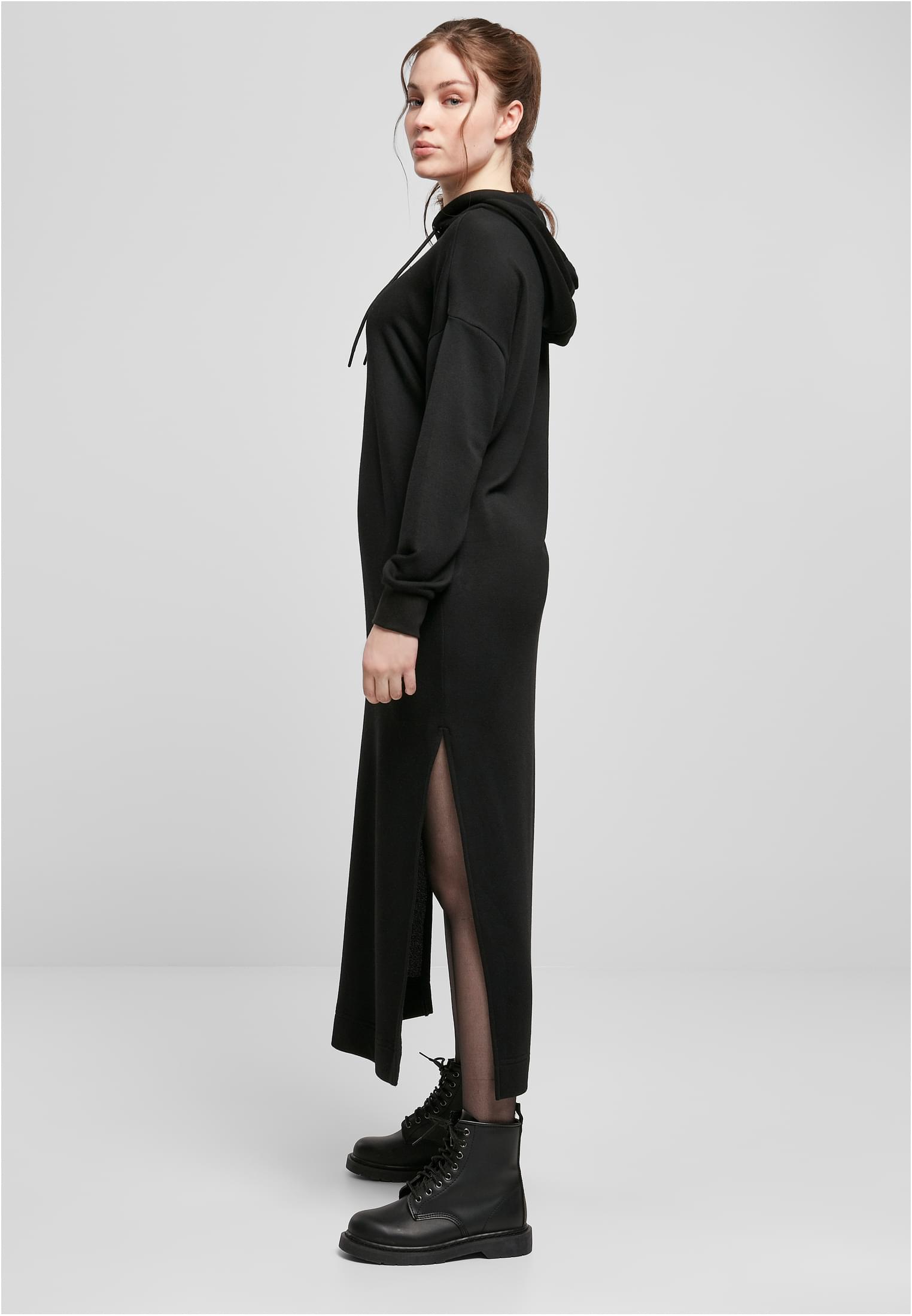 Ladies Modal Terry Long Hoody Dress | black