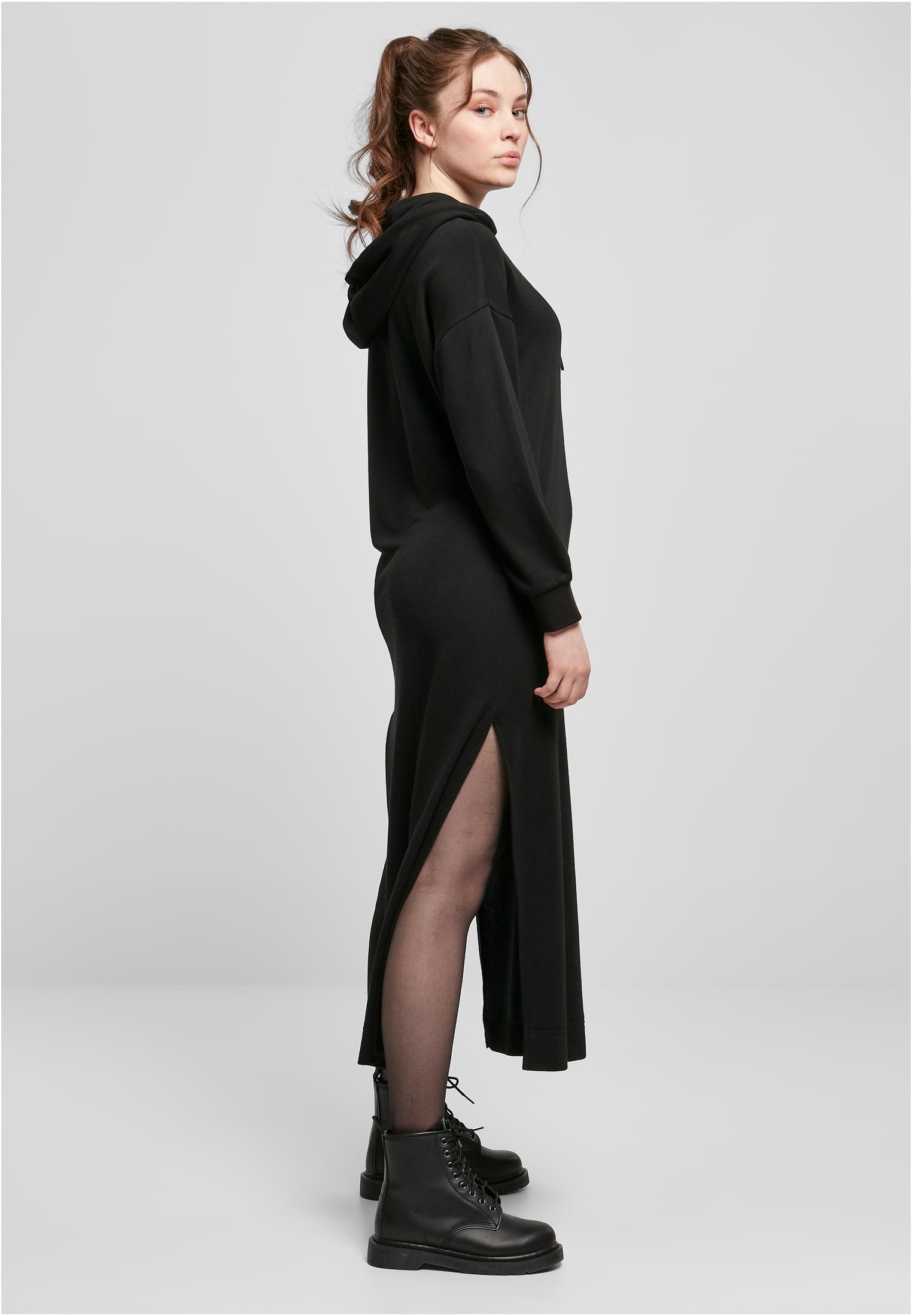 Ladies Modal Terry Long Hoody Dress | black