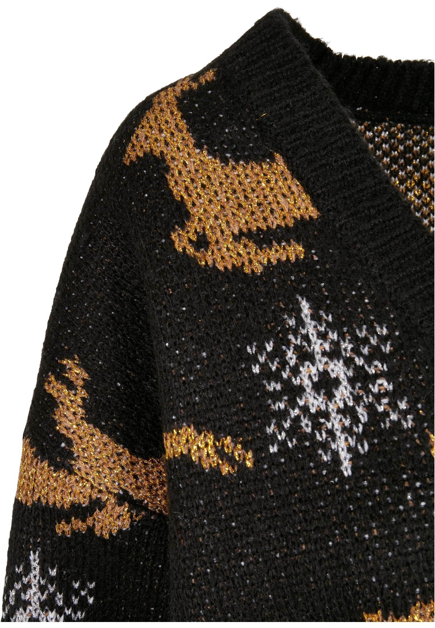 Ladies Short Oversized Christmas Cardigan | black/gold