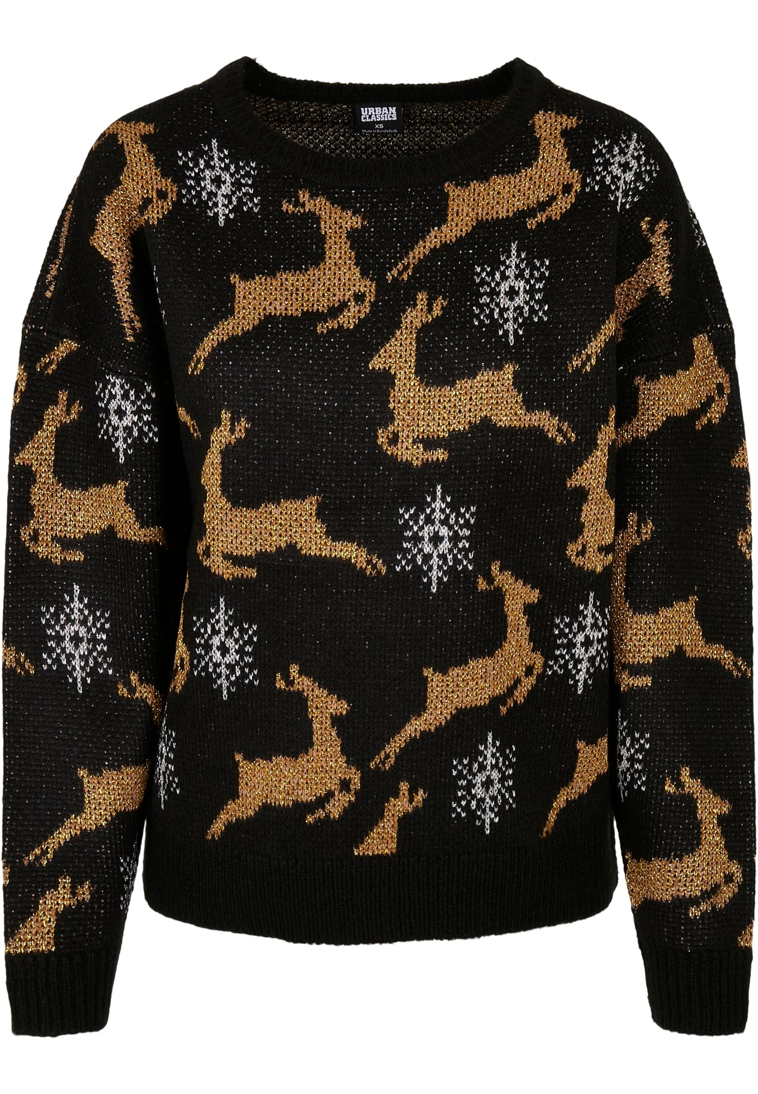 Ladies Oversized Christmas Sweater | black/gold