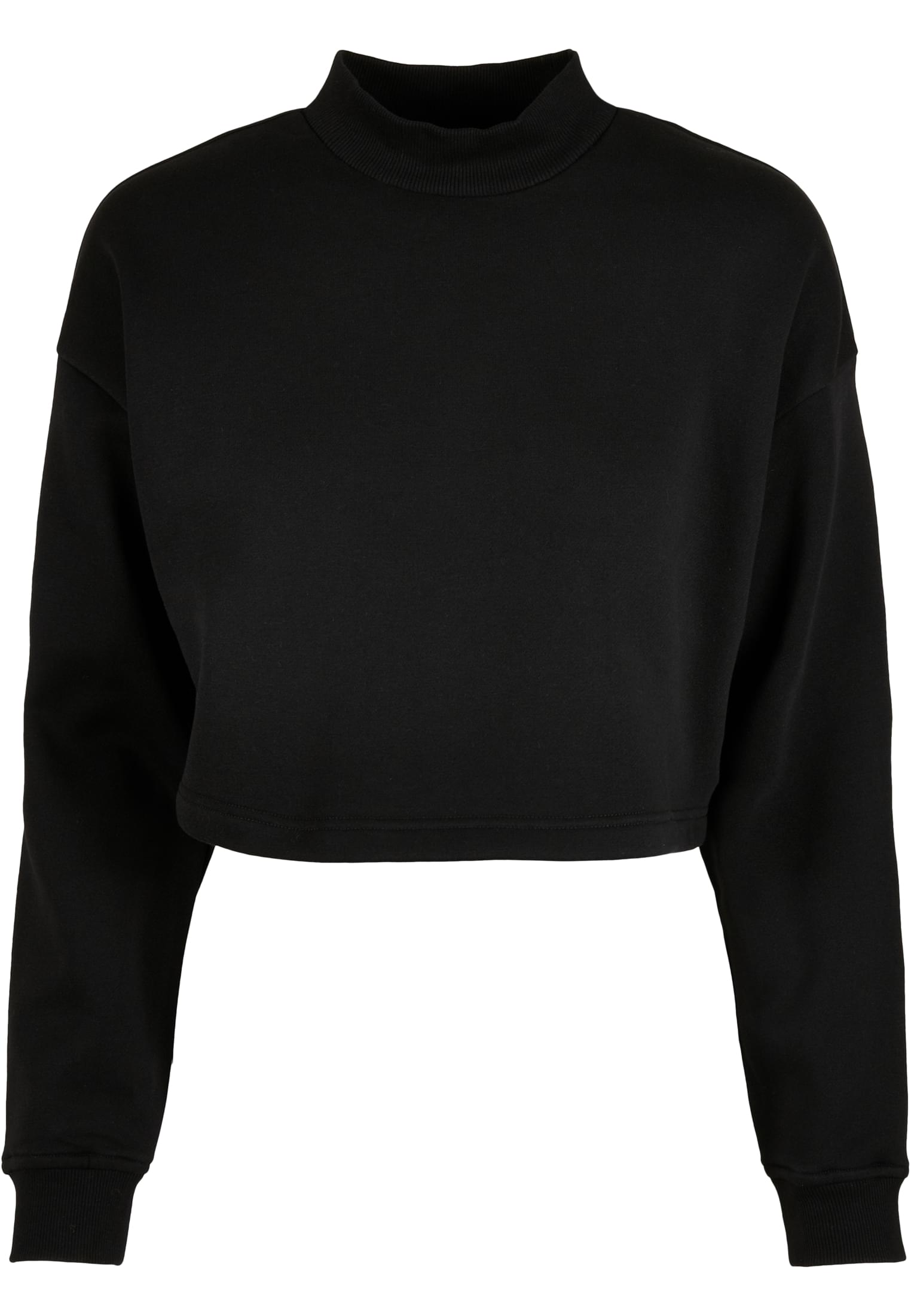 Ladies Cropped Oversized Sweat High Neck Crew | black