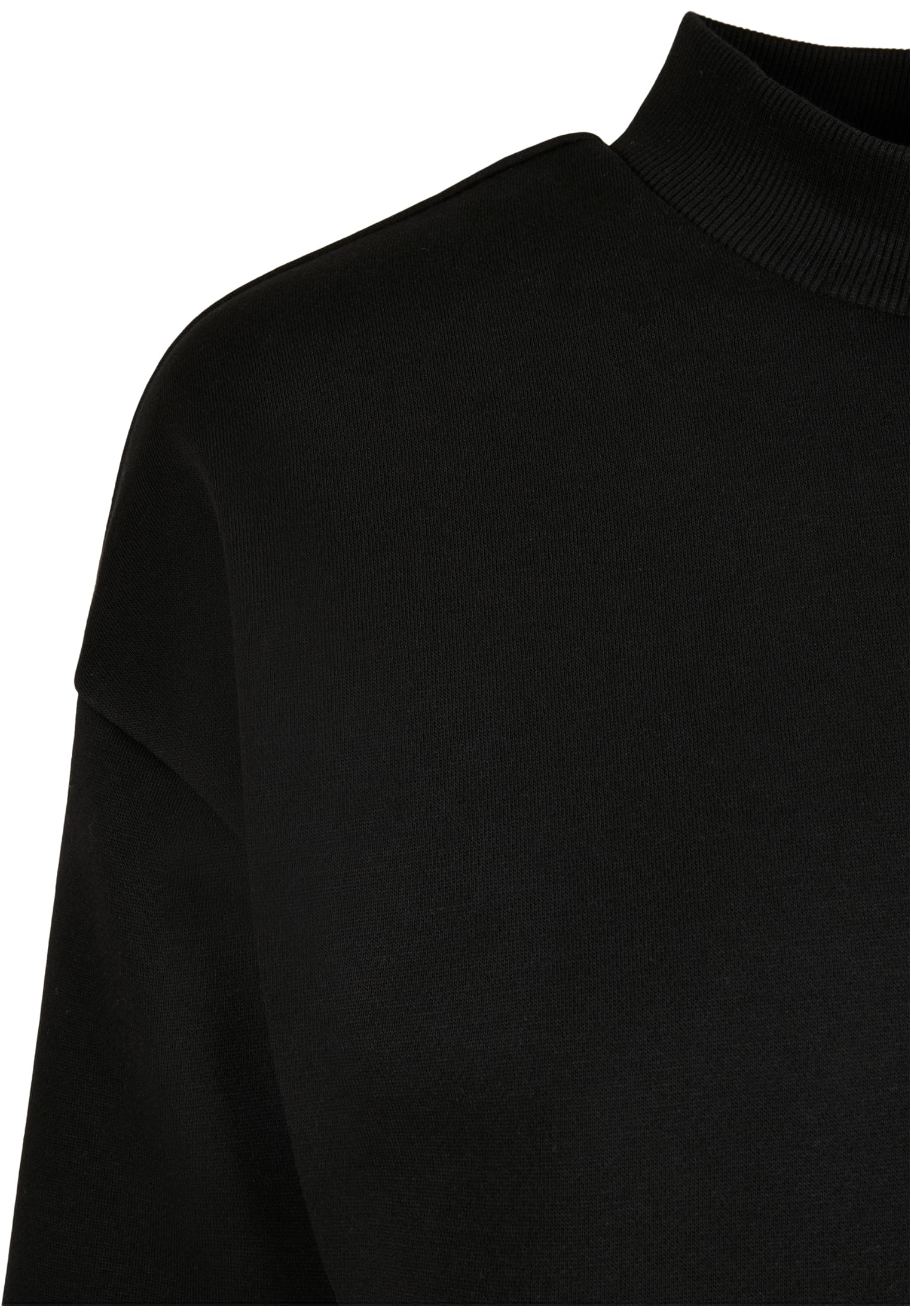 Ladies Cropped Oversized Sweat High Neck Crew | black