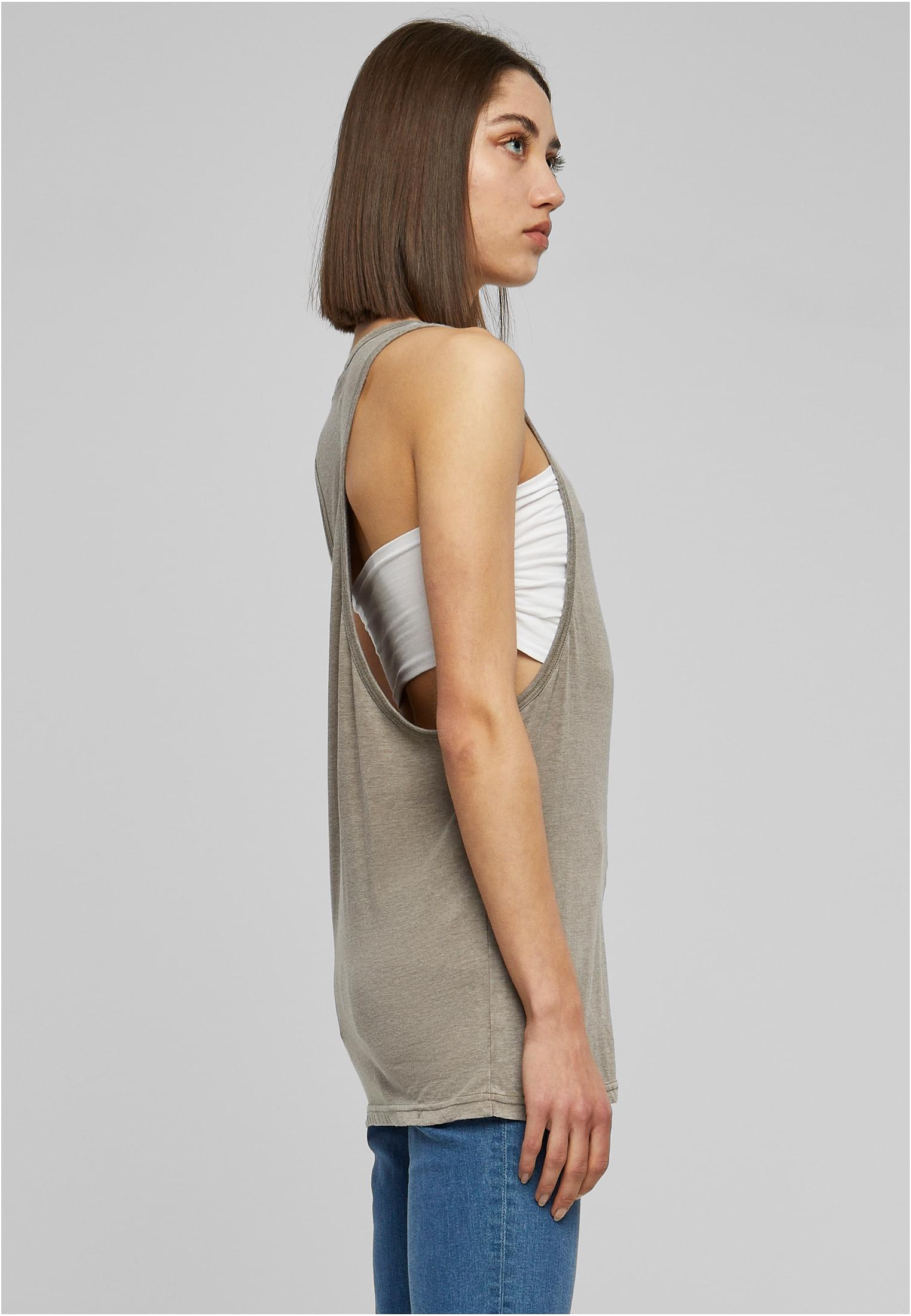 Ladies Loose Burnout Tank | olive