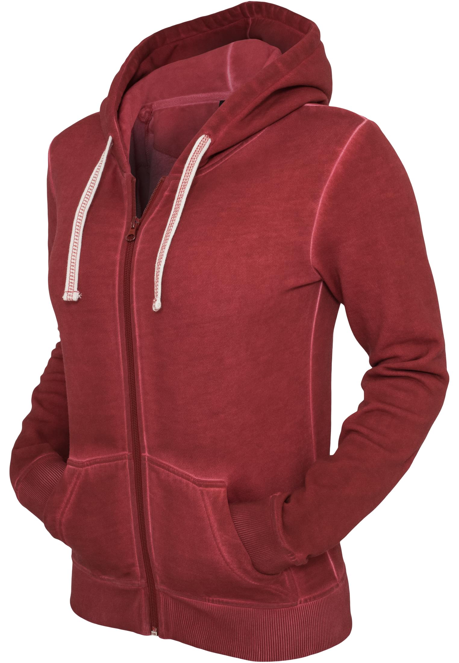 Ladies Spray Dye Zip Hoody | ruby