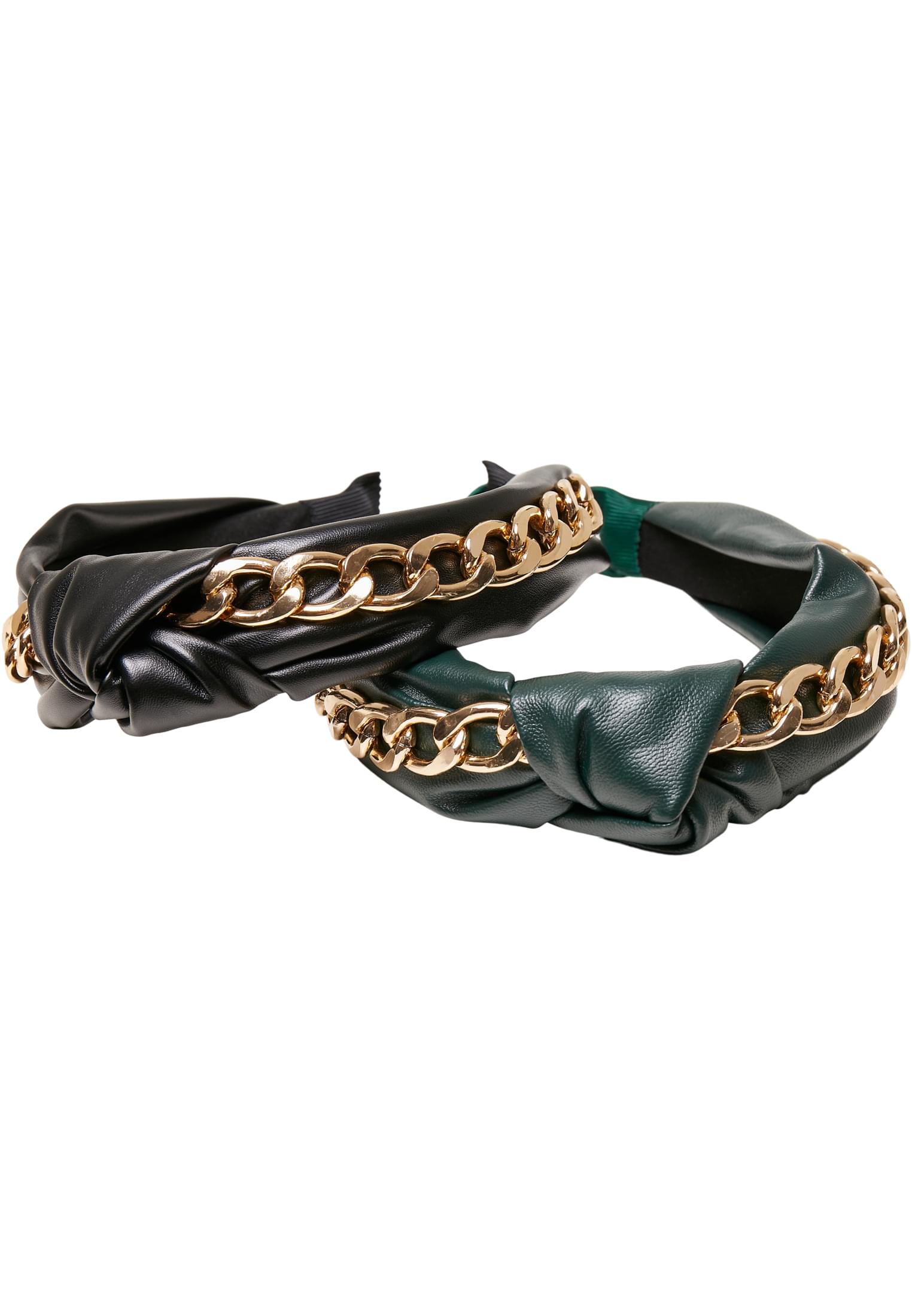 Alice Band With Chain 2-Pack | black/bottlegreen