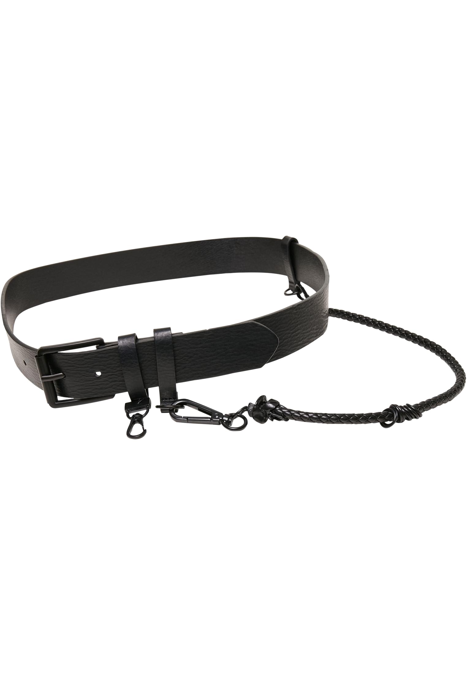 Imitation Leather Belt With Key Chain | black