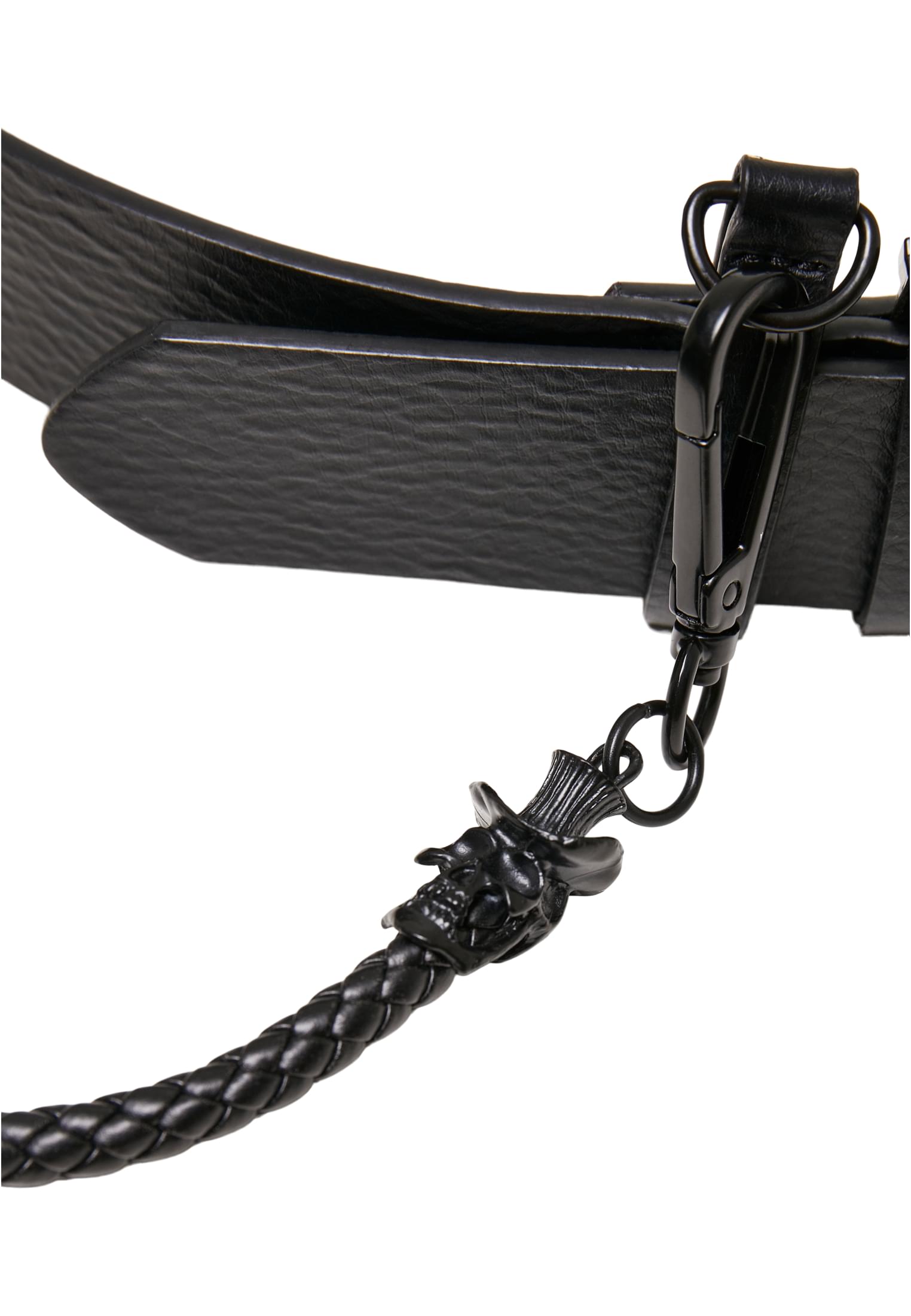 Imitation Leather Belt With Key Chain | black