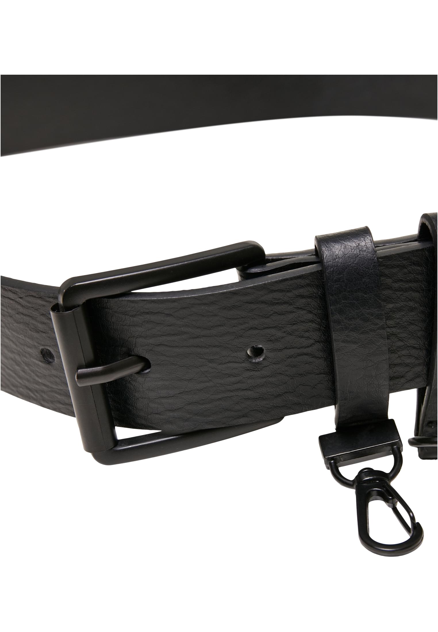 Imitation Leather Belt With Key Chain | black