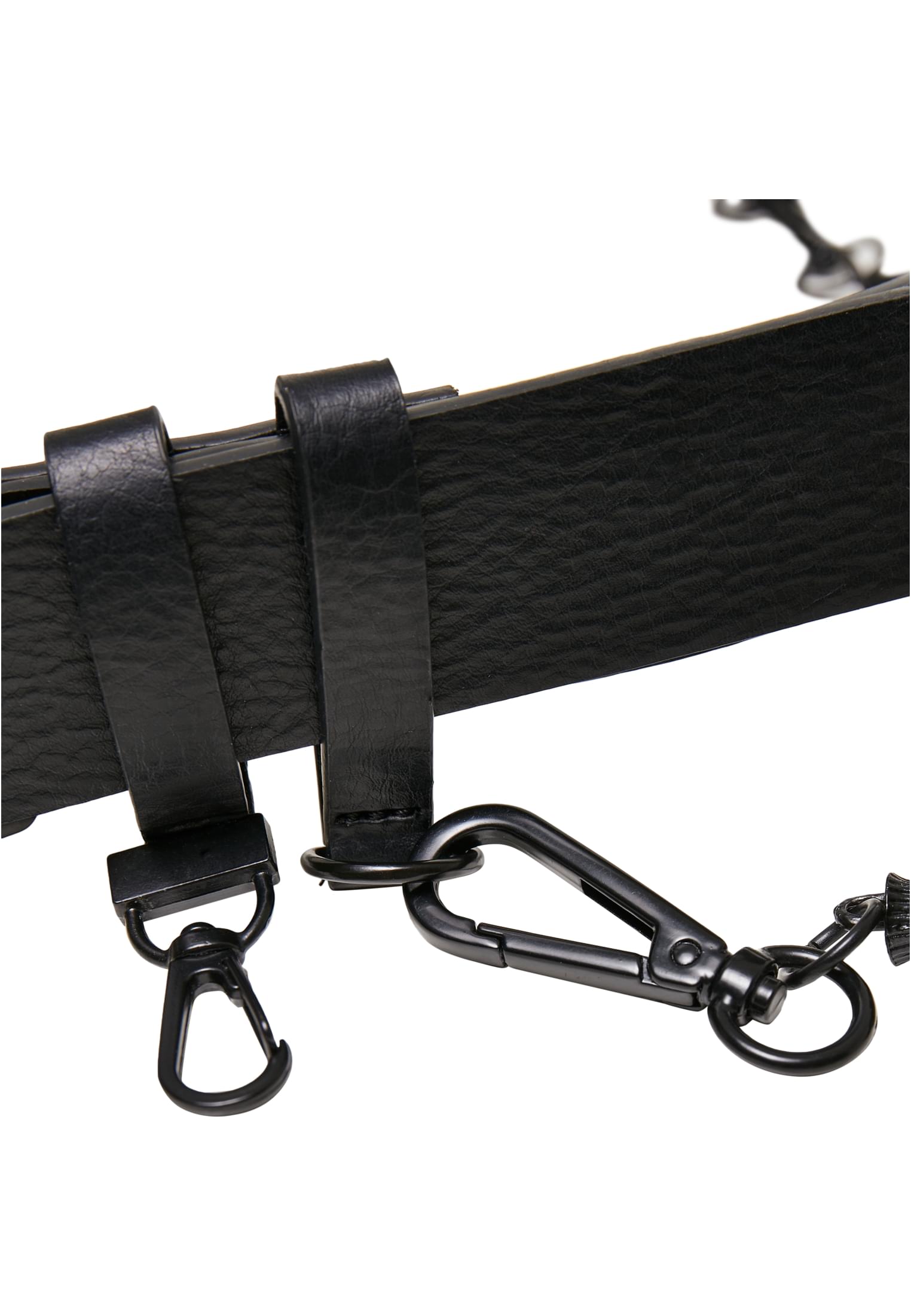 Imitation Leather Belt With Key Chain | black