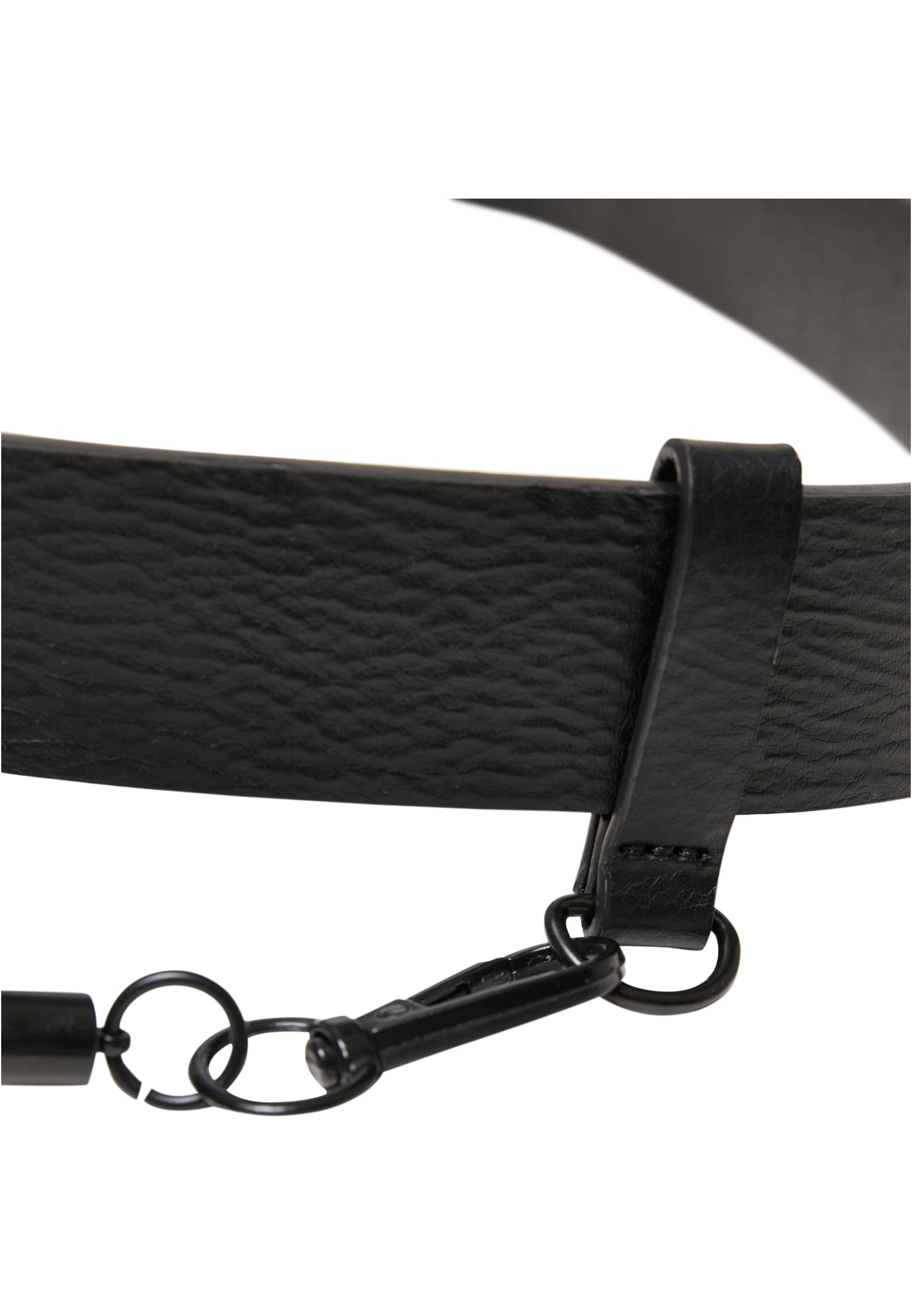 Imitation Leather Belt With Key Chain | black