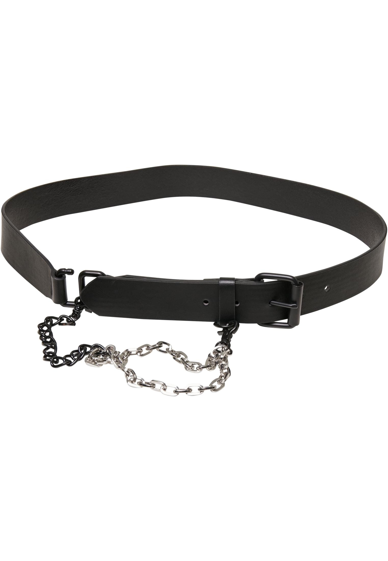 Imitation Leather Belt With Metal Chain | black