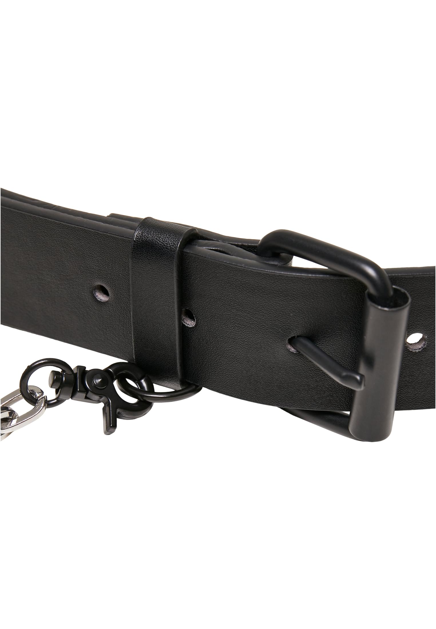 Imitation Leather Belt With Metal Chain | black