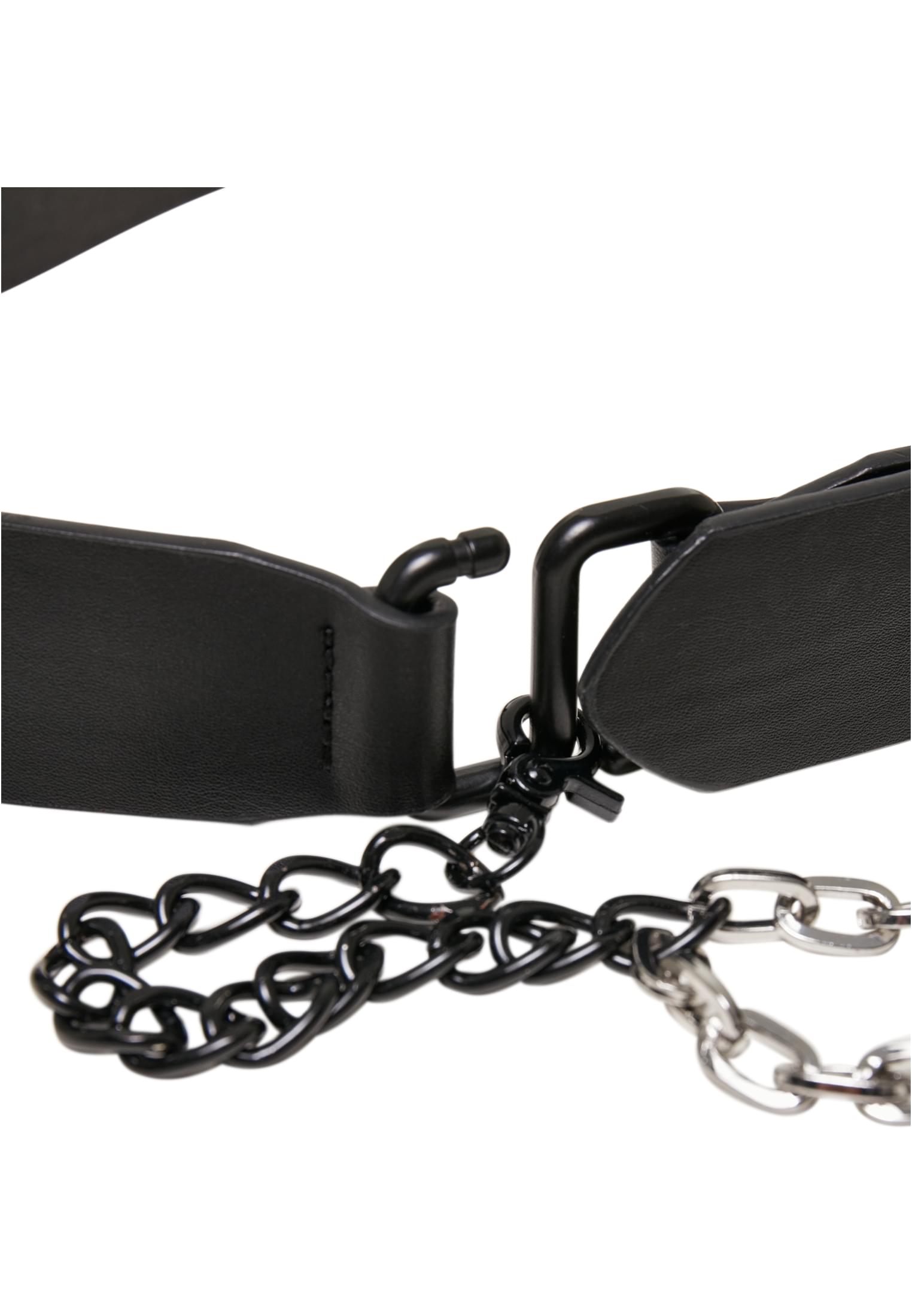 Imitation Leather Belt With Metal Chain | black