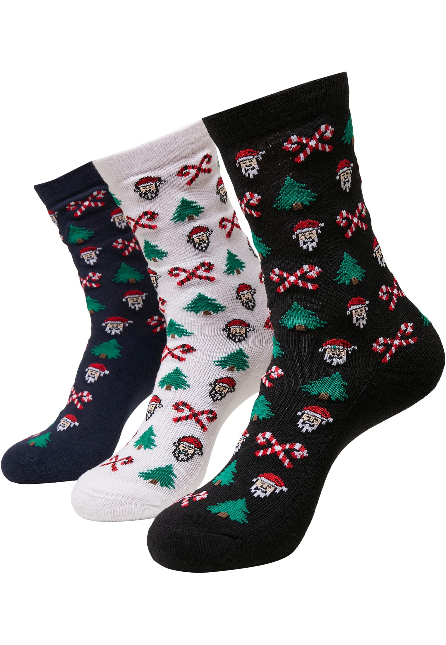 Grumpy Santa Christmas Socks 3-Pack | black/navy/white