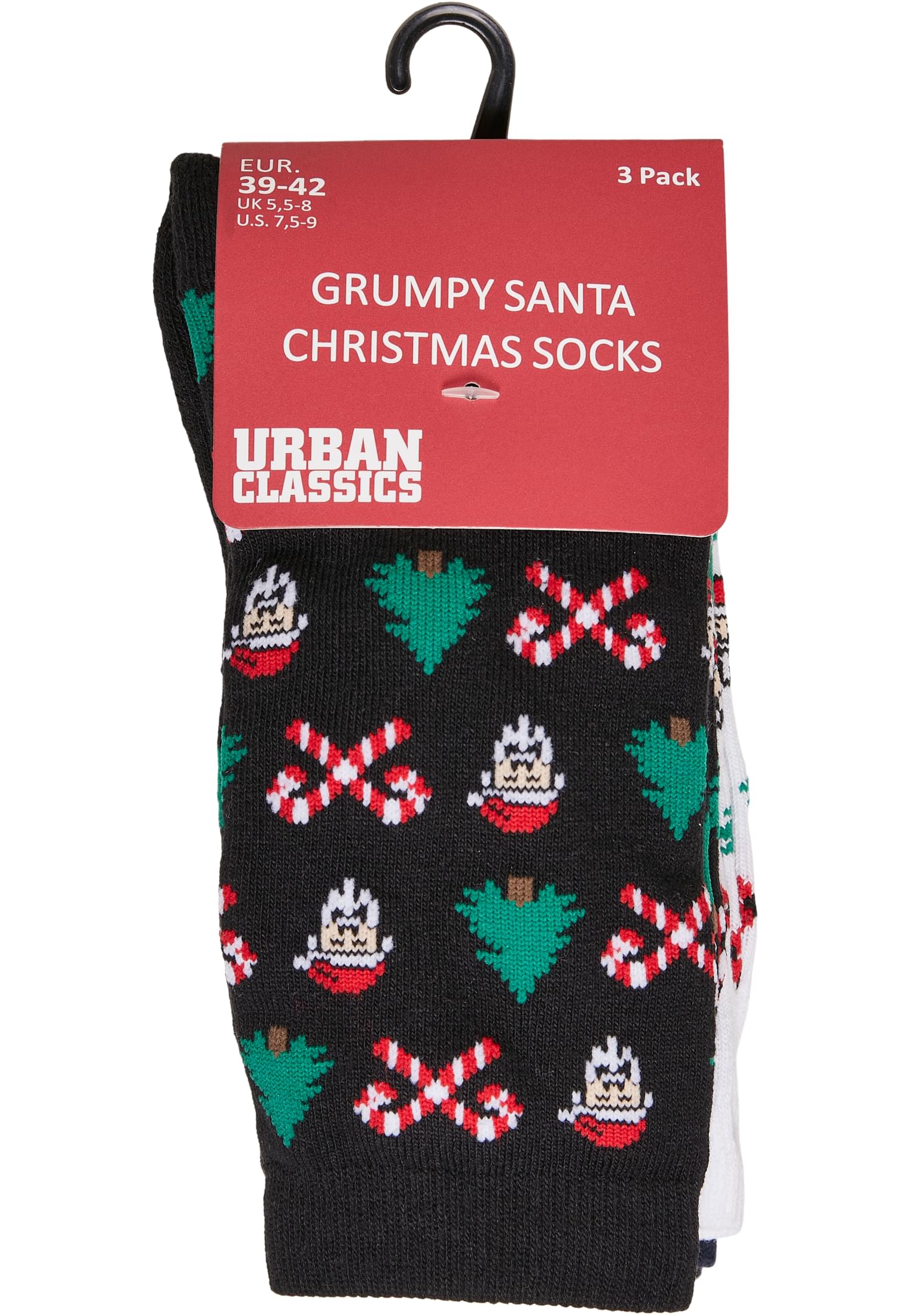 Grumpy Santa Christmas Socks 3-Pack | black/navy/white