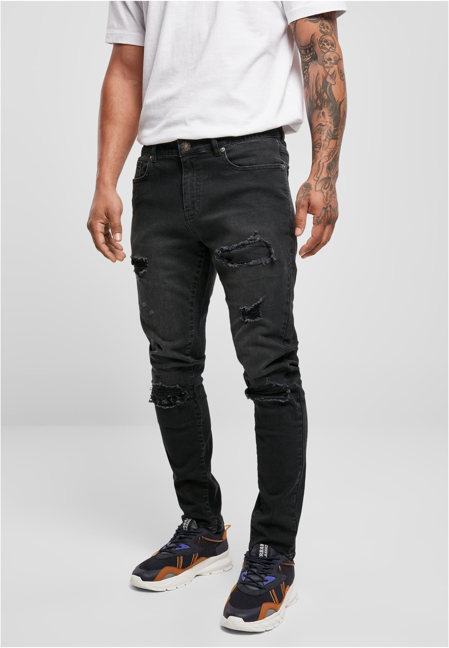 Heavy Destroyed Slim Fit Jeans | realblk heavy destroyed washed