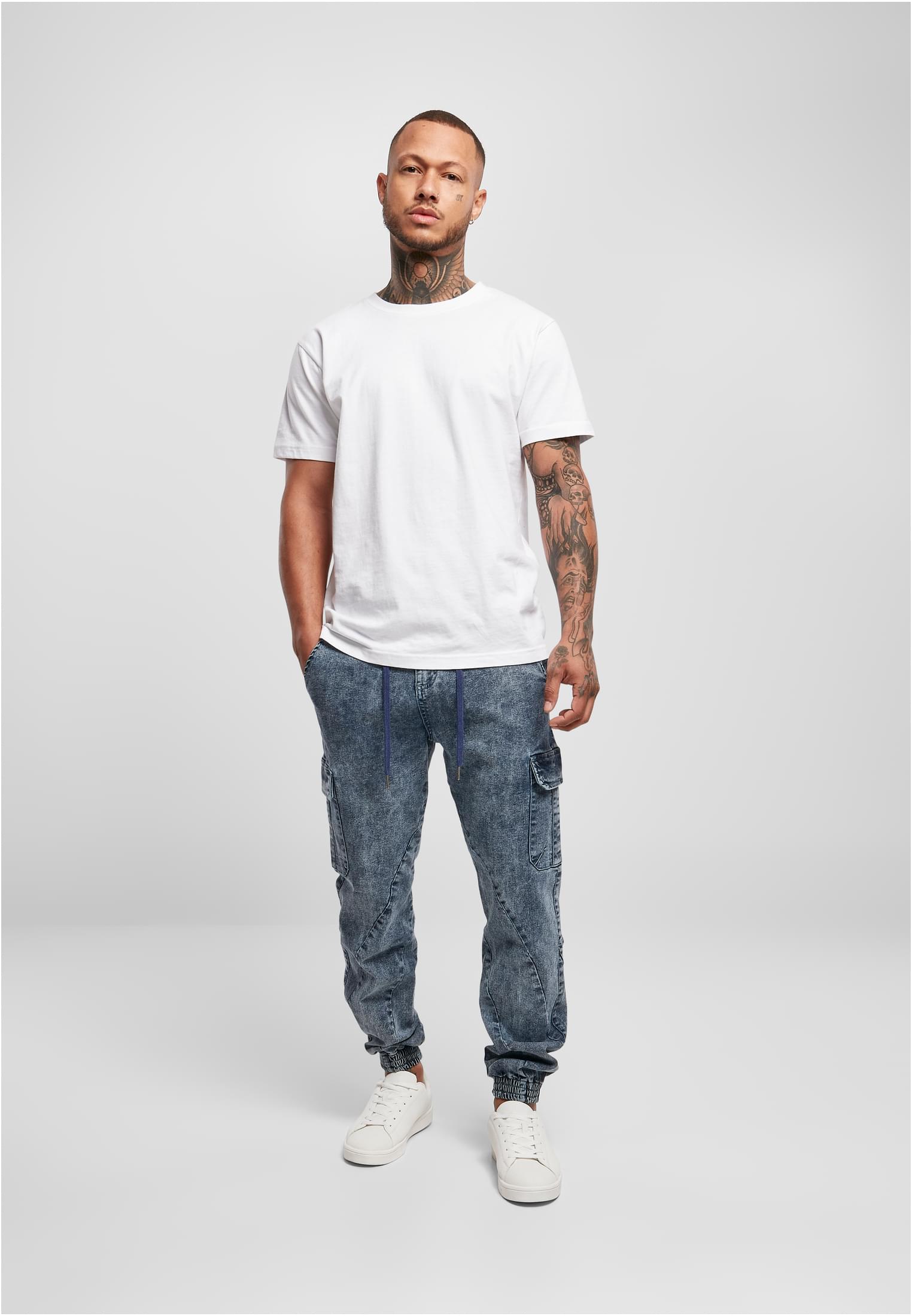 Denim Cargo Jogging Pants | light skyblue acid washed