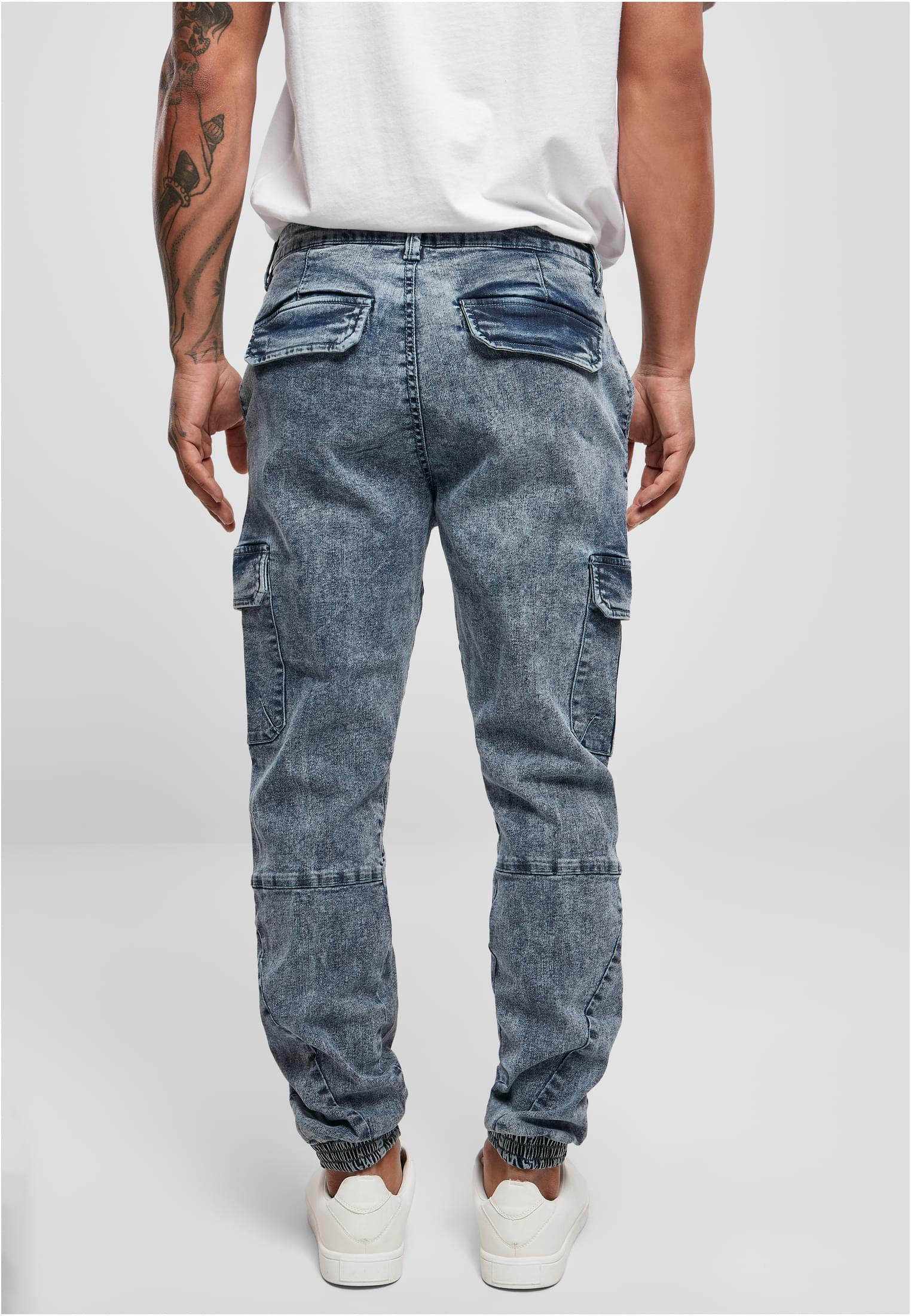 Denim Cargo Jogging Pants | light skyblue acid washed