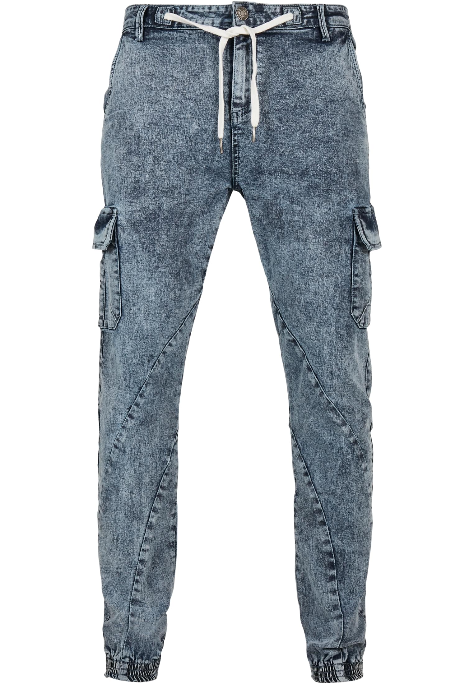 Denim Cargo Jogging Pants | light skyblue acid washed