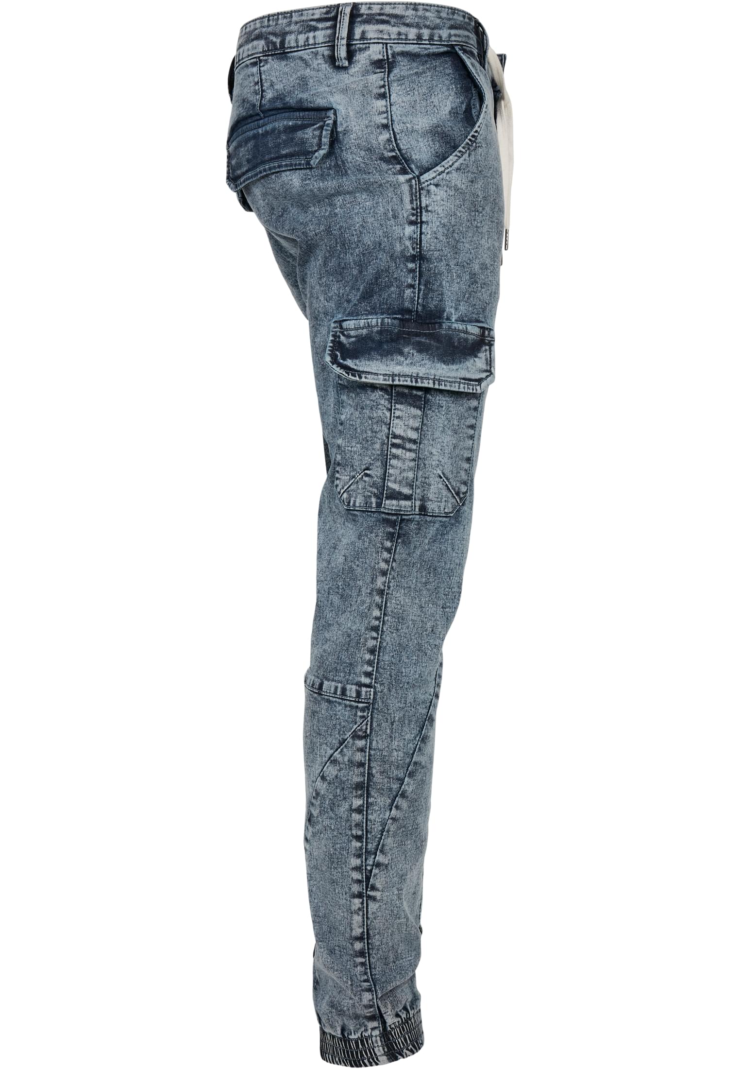 Denim Cargo Jogging Pants | light skyblue acid washed