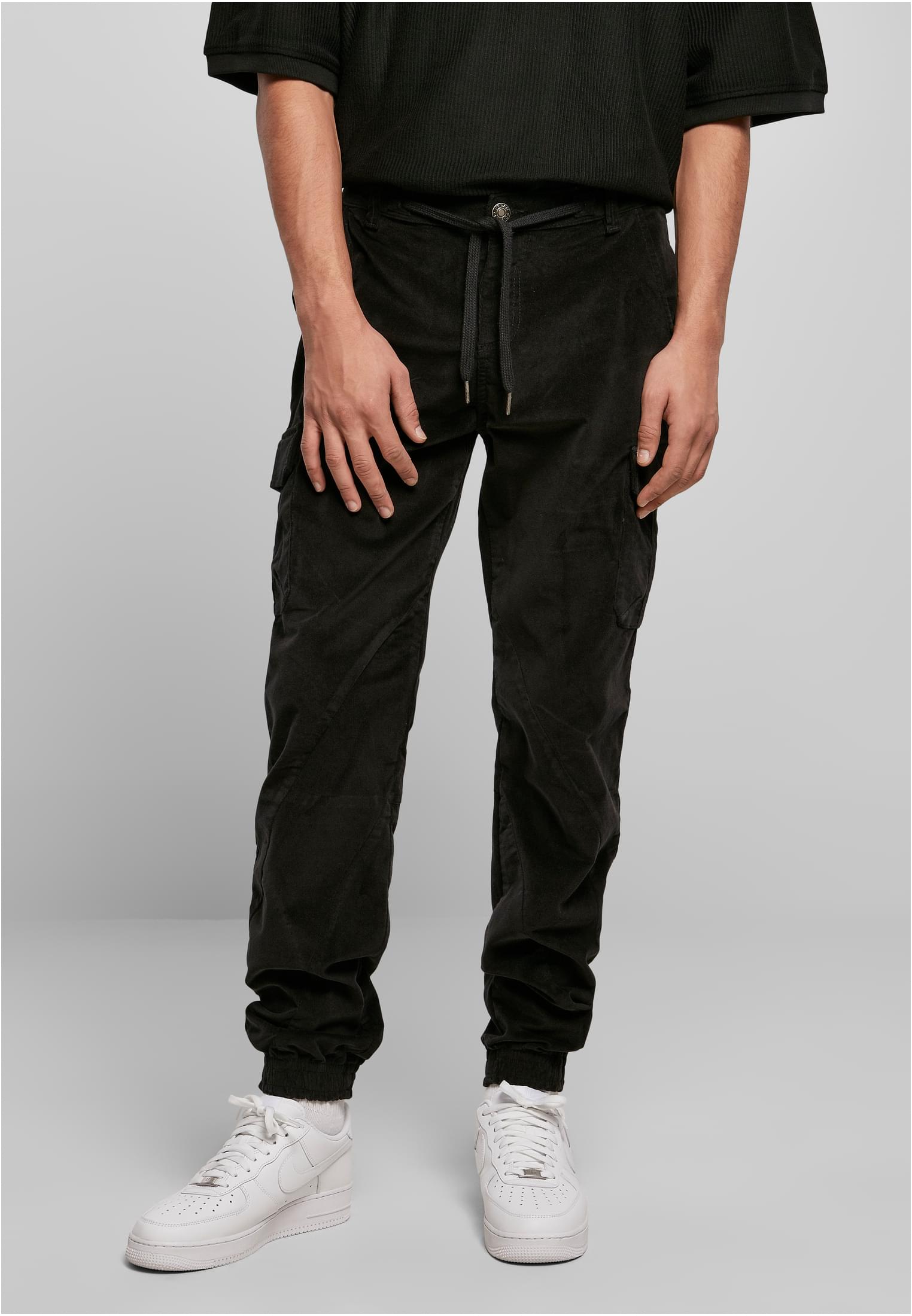 Corduroy Cargo Jogging Pants | black