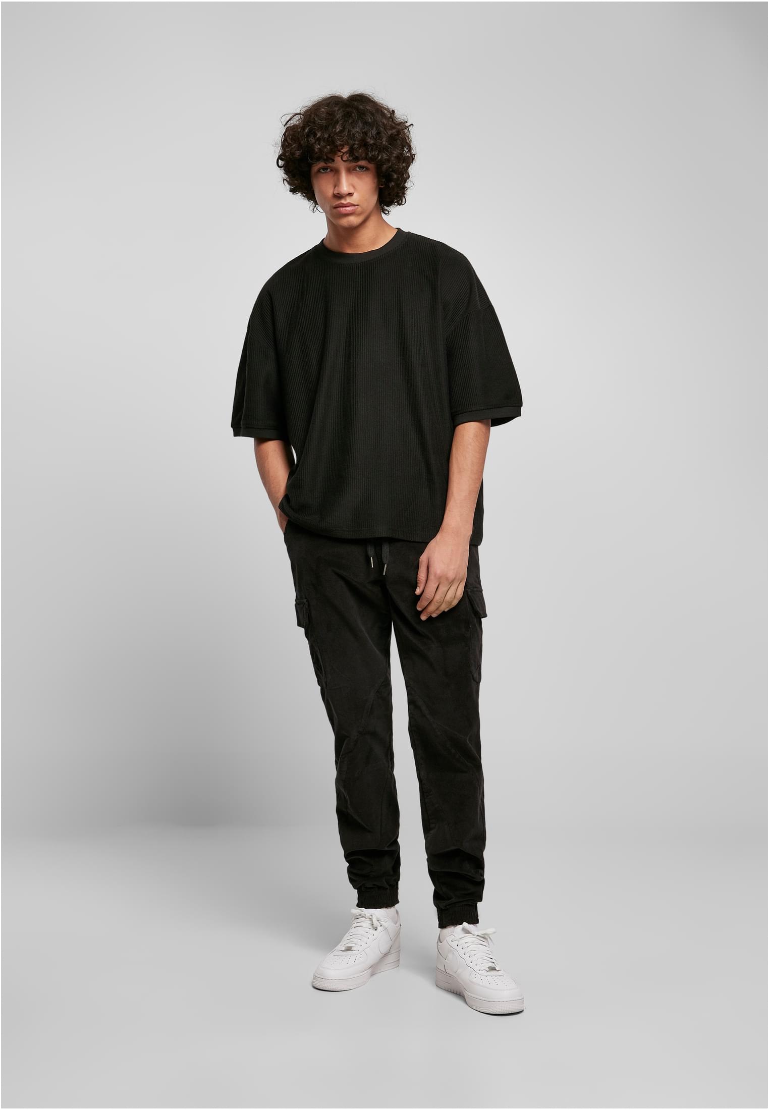 Corduroy Cargo Jogging Pants | black