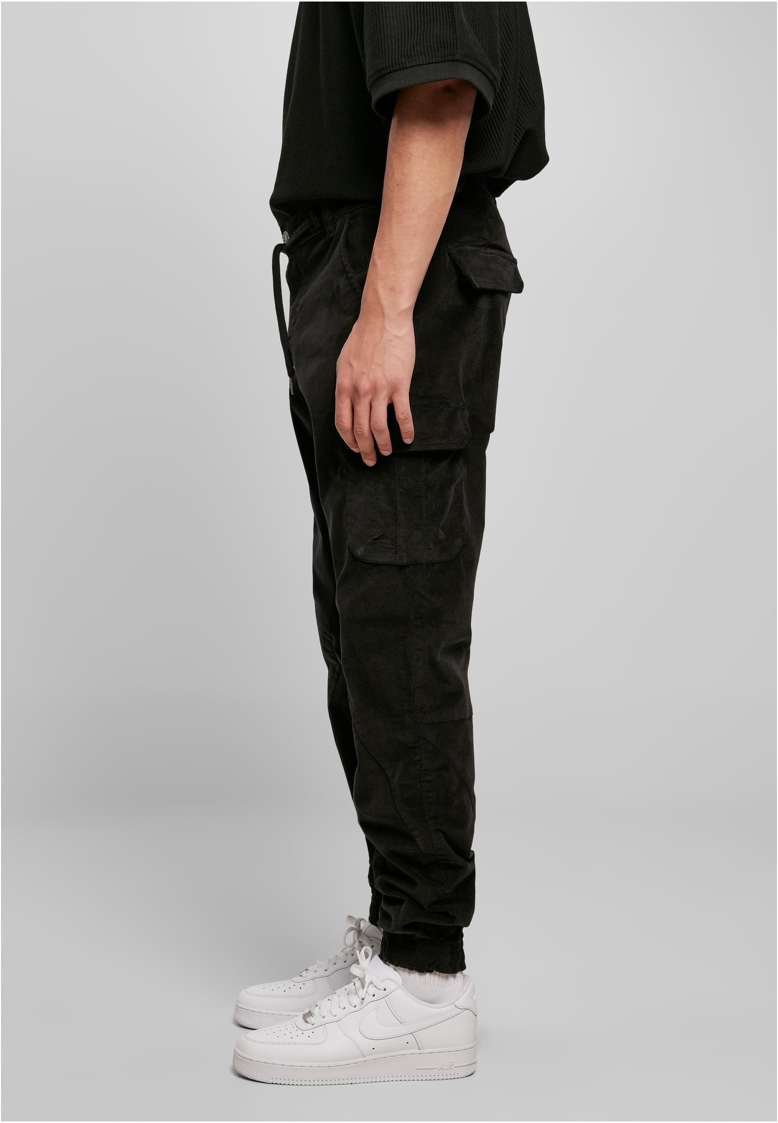 Corduroy Cargo Jogging Pants | black