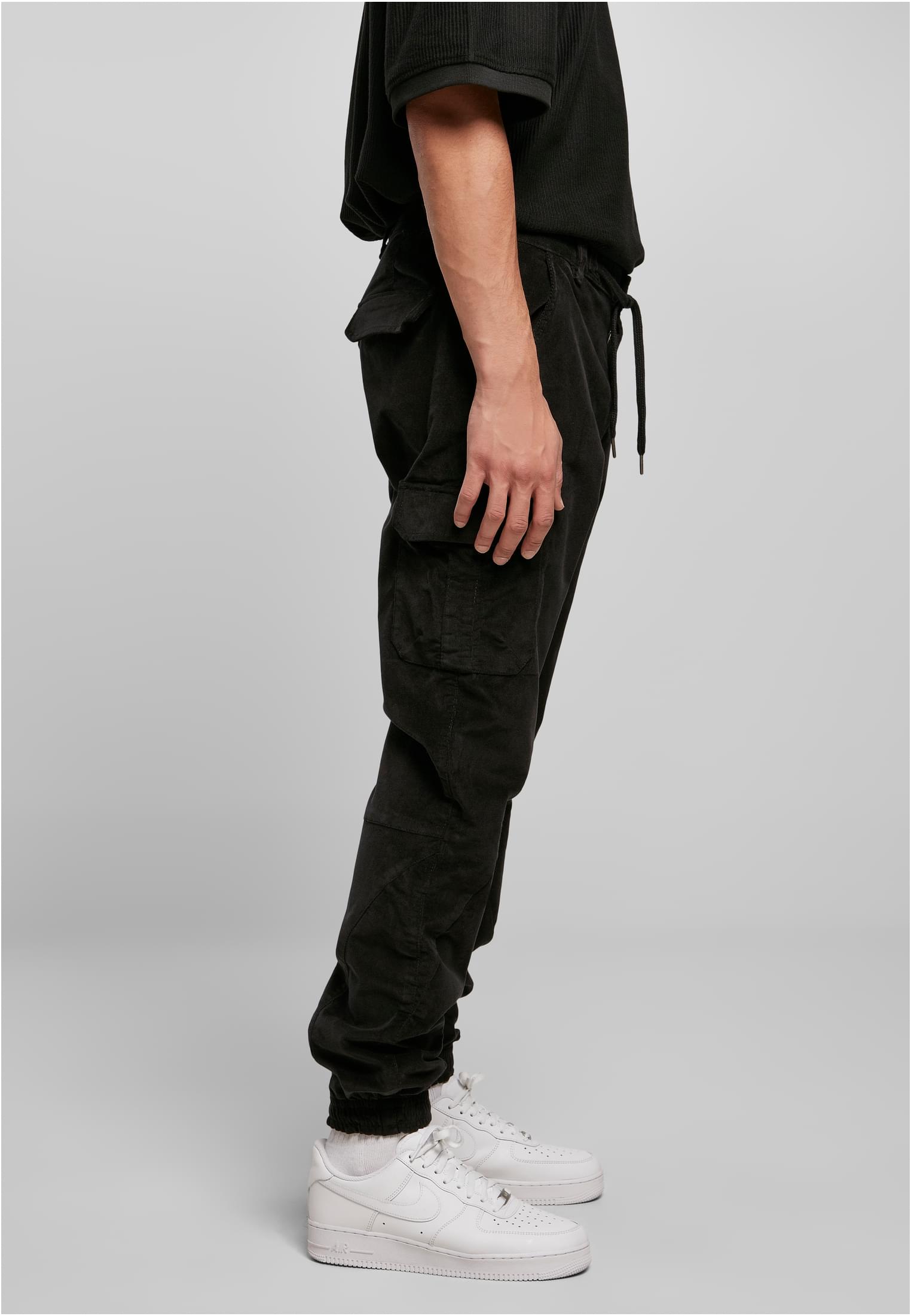 Corduroy Cargo Jogging Pants | black