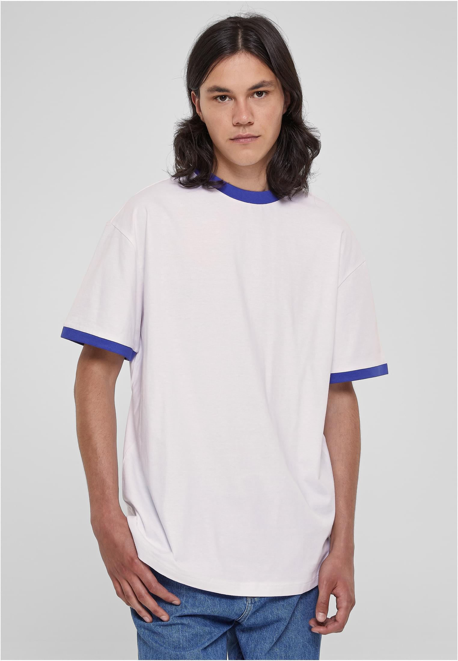 Oversized Ringer Tee | white/royal