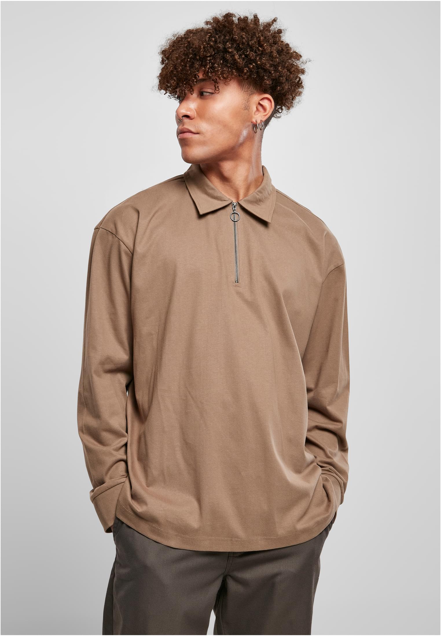 Organic Heavy Collar Longsleeve | darkkhaki