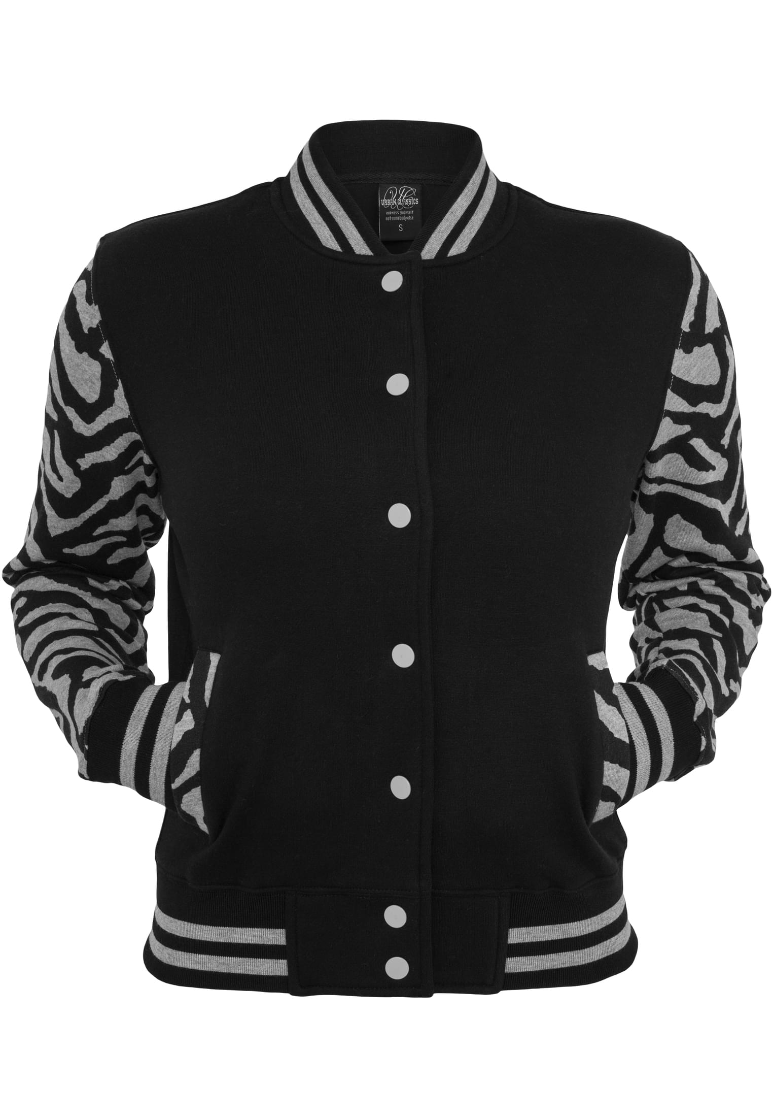 Ladies Zebra 2-tone College Sweatjacket | gry/blk