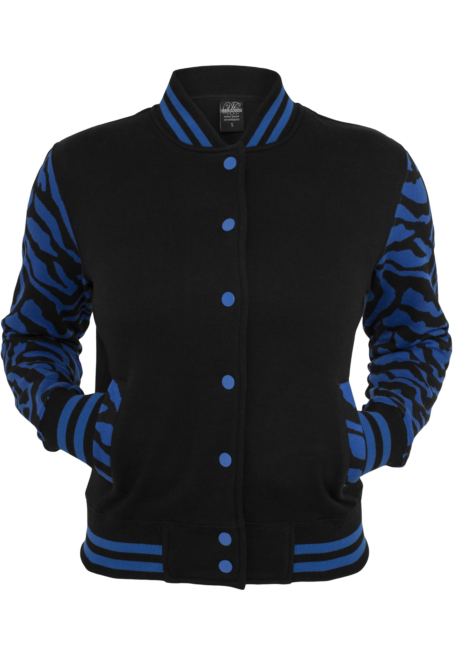 Ladies Zebra 2-tone College Sweatjacket | roy/blk