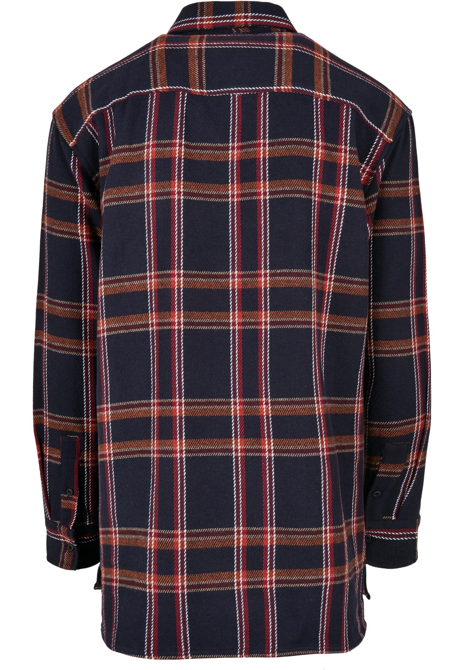 Heavy Long Oversized Checked Shirt | navy/orange