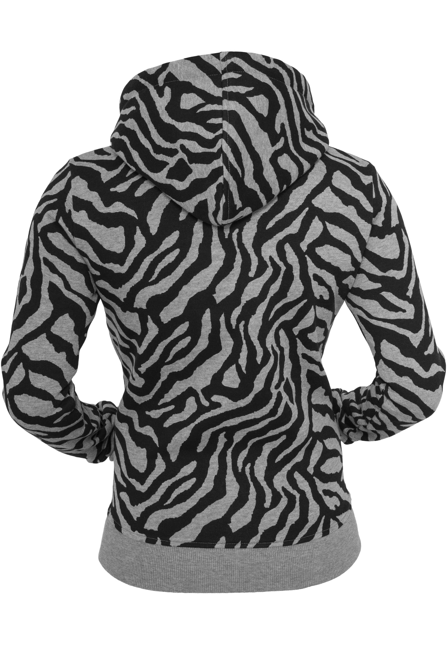 Ladies Zebra Ziphoody | gry/blk