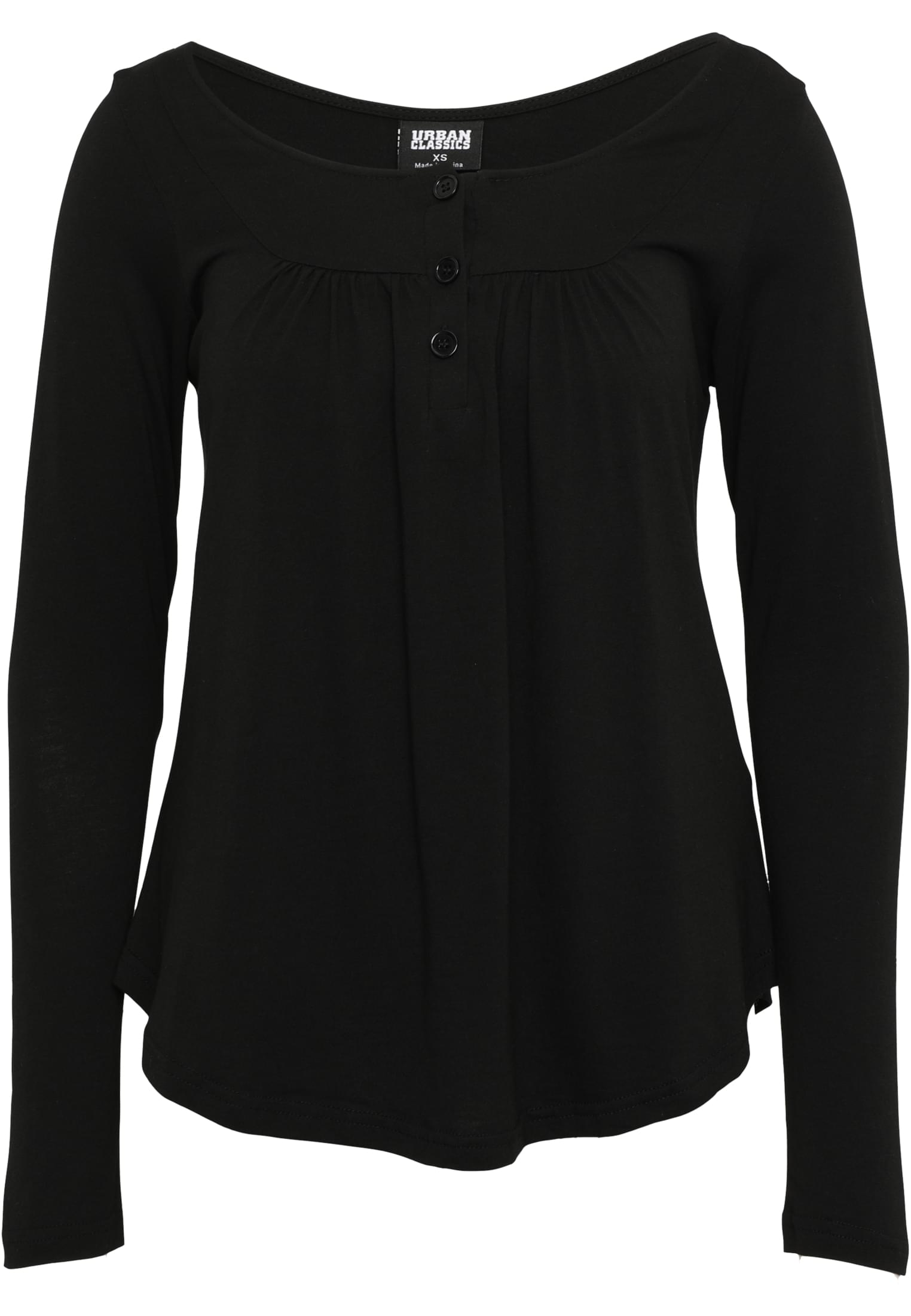 Ladies Viscose Button Up Longsleeve | black