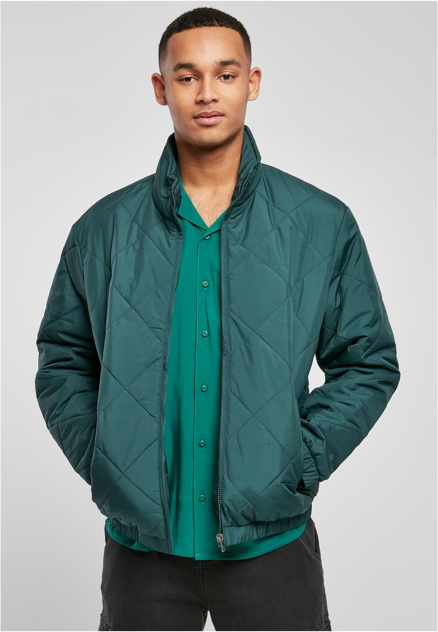 Diamond Quilted Short Jacket | green