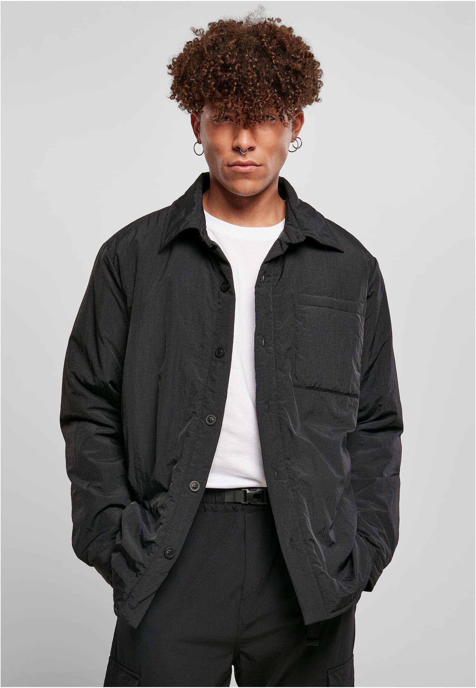 Padded Nylon Shirt Jacket | black