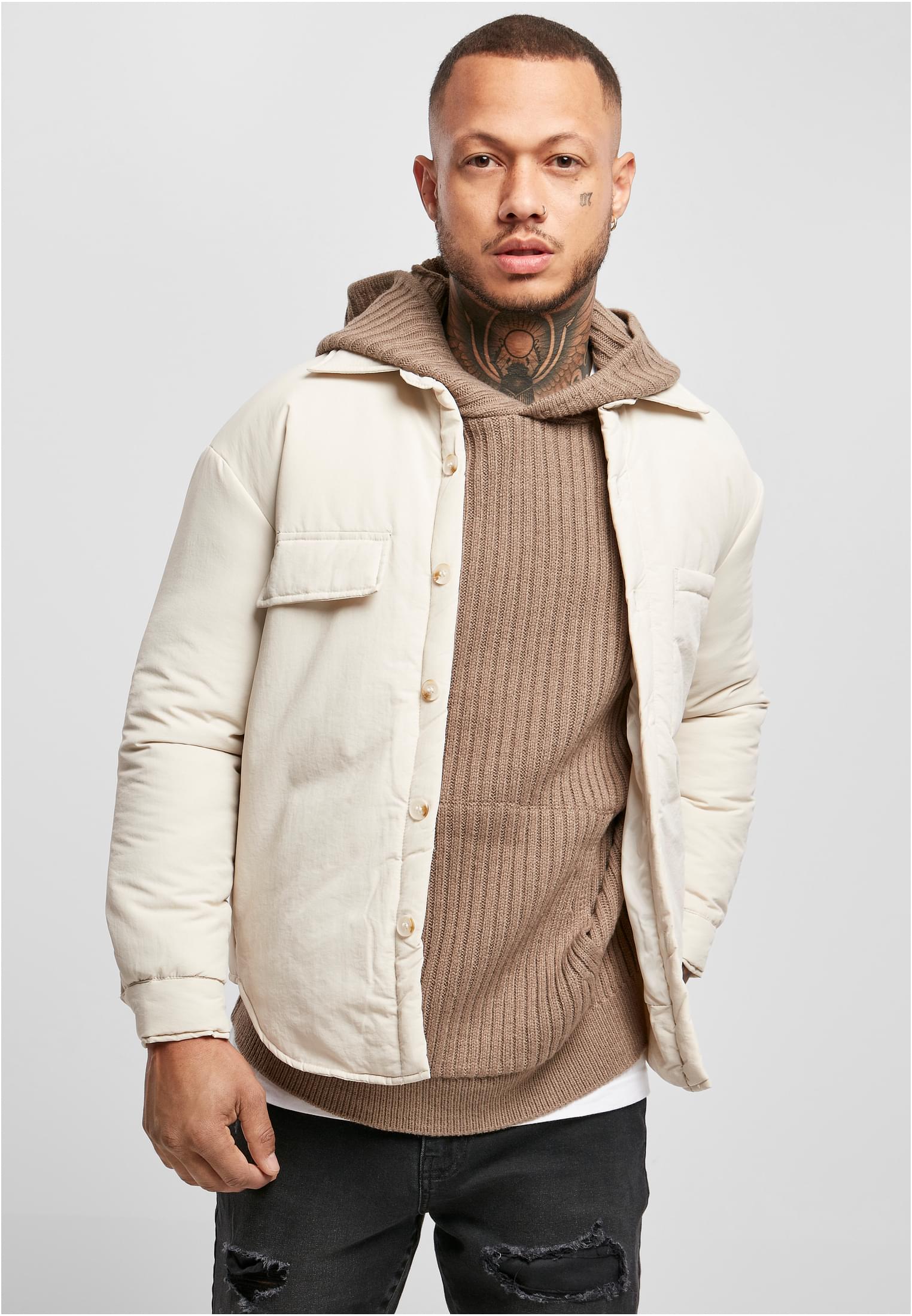 Padded Nylon Shirt Jacket | whitesand