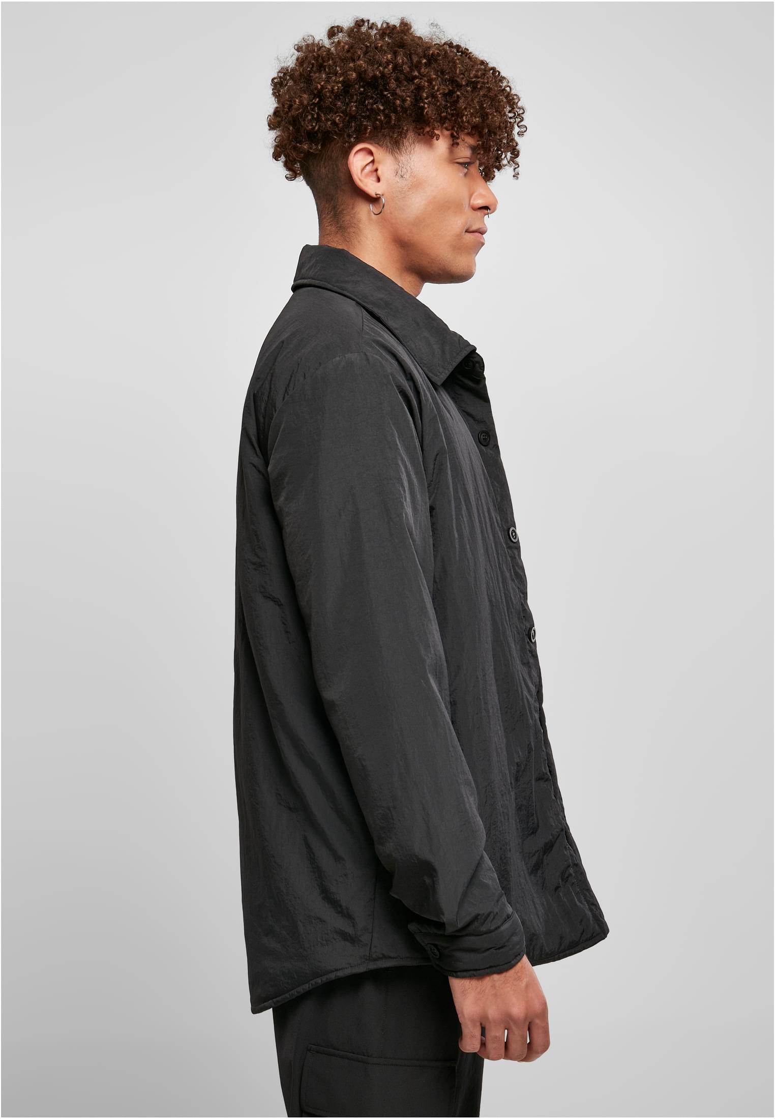 Padded Nylon Shirt Jacket | black