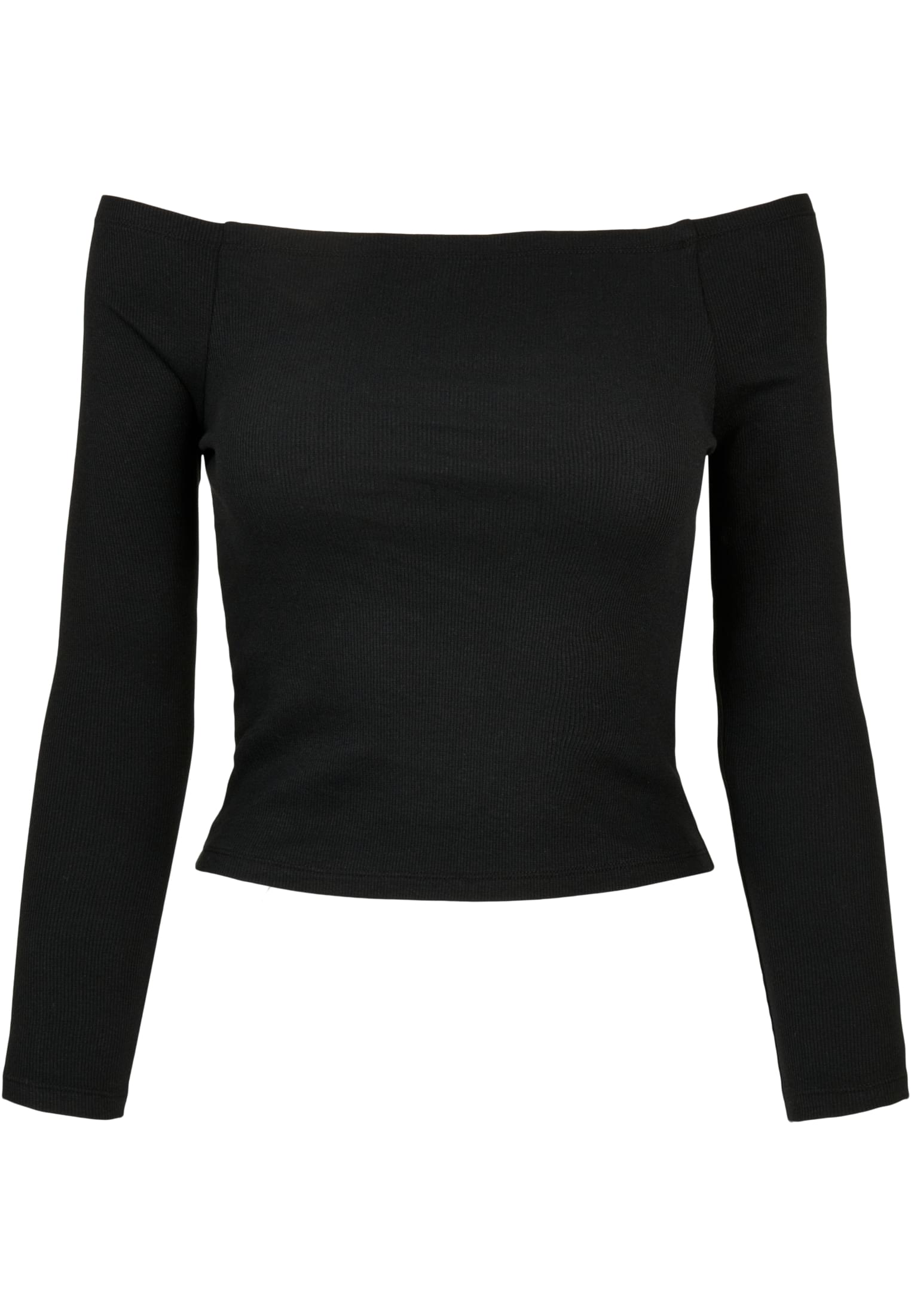 Ladies Off Shoulder Rib Longsleeve | black