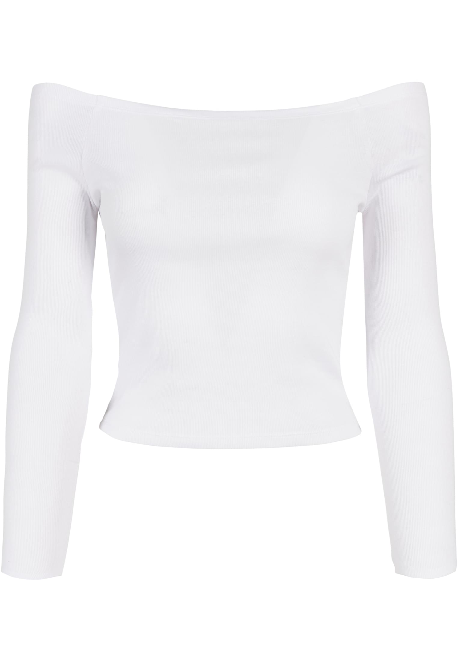 Ladies Off Shoulder Rib Longsleeve | white