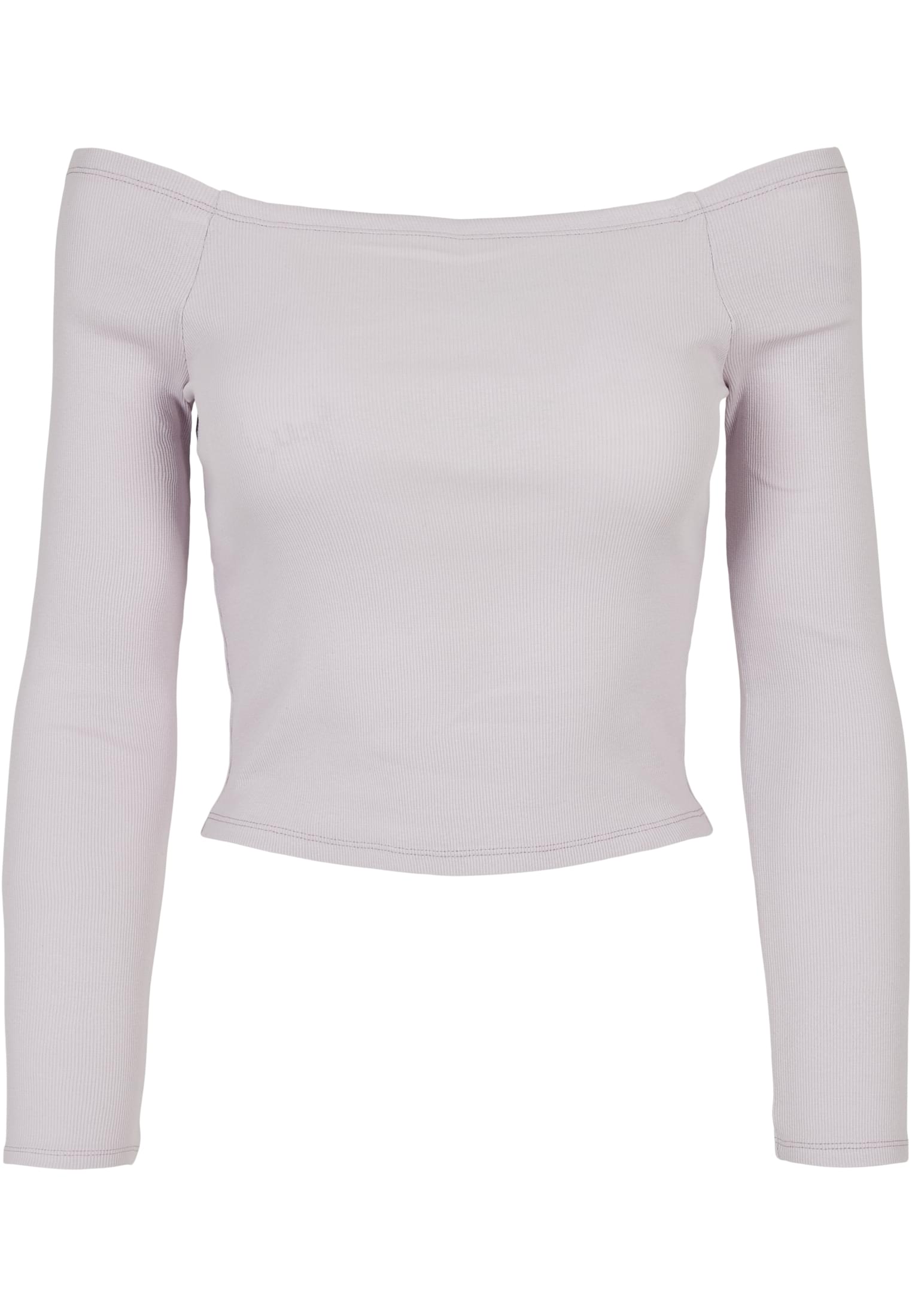 Ladies Off Shoulder Rib Longsleeve | softlilac