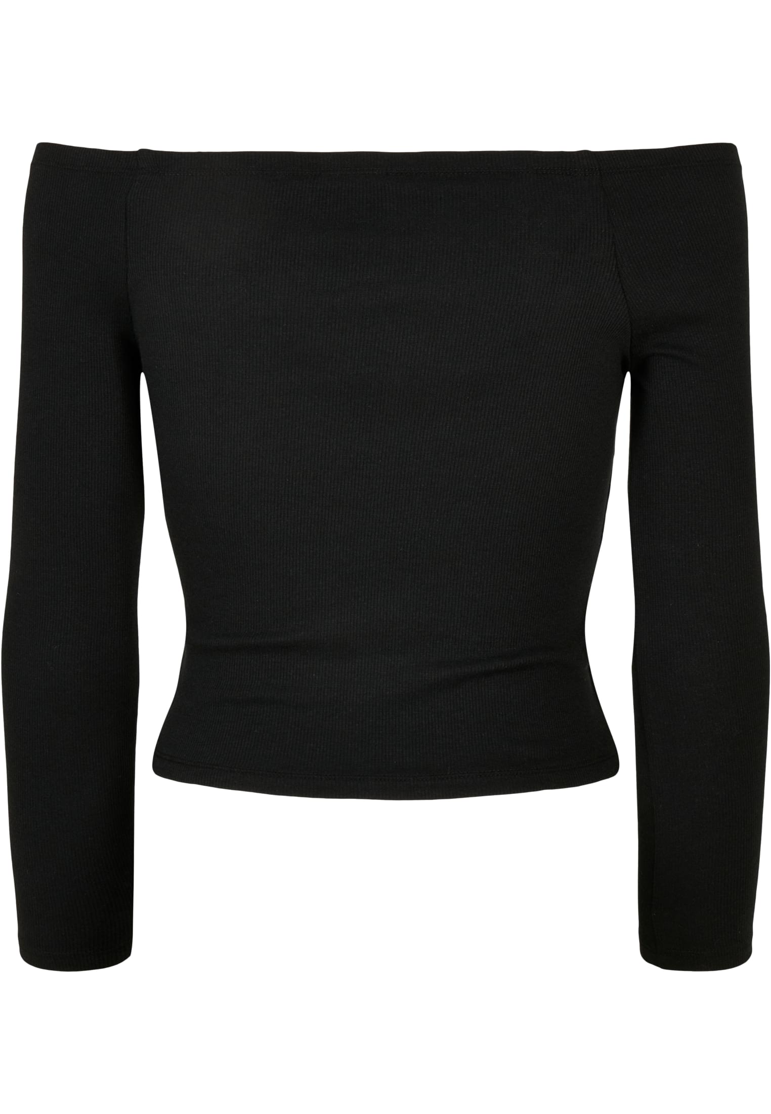 Ladies Off Shoulder Rib Longsleeve | black